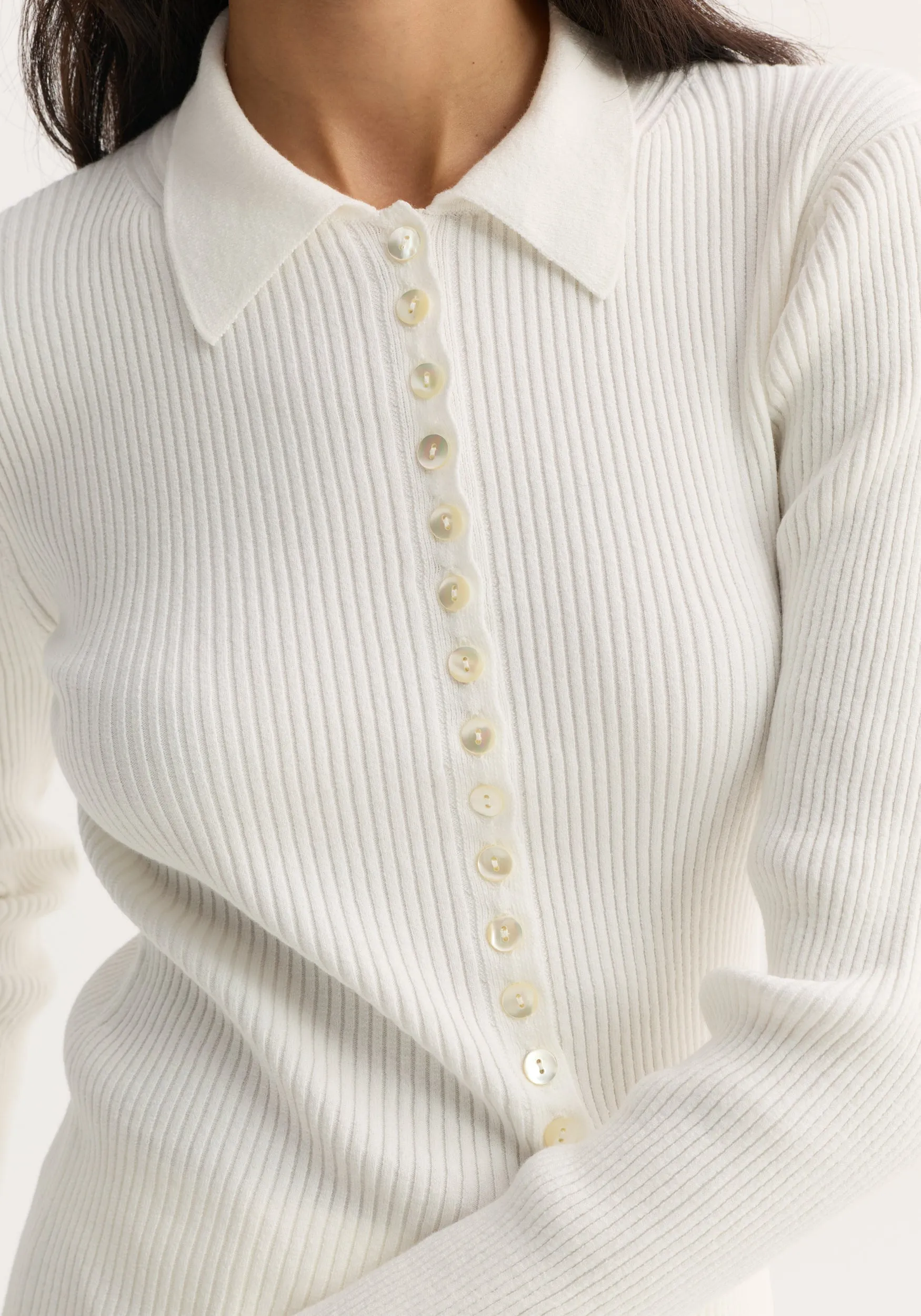 Elongated rib cardigan | off white sold by Rohe product image thumbnail 4