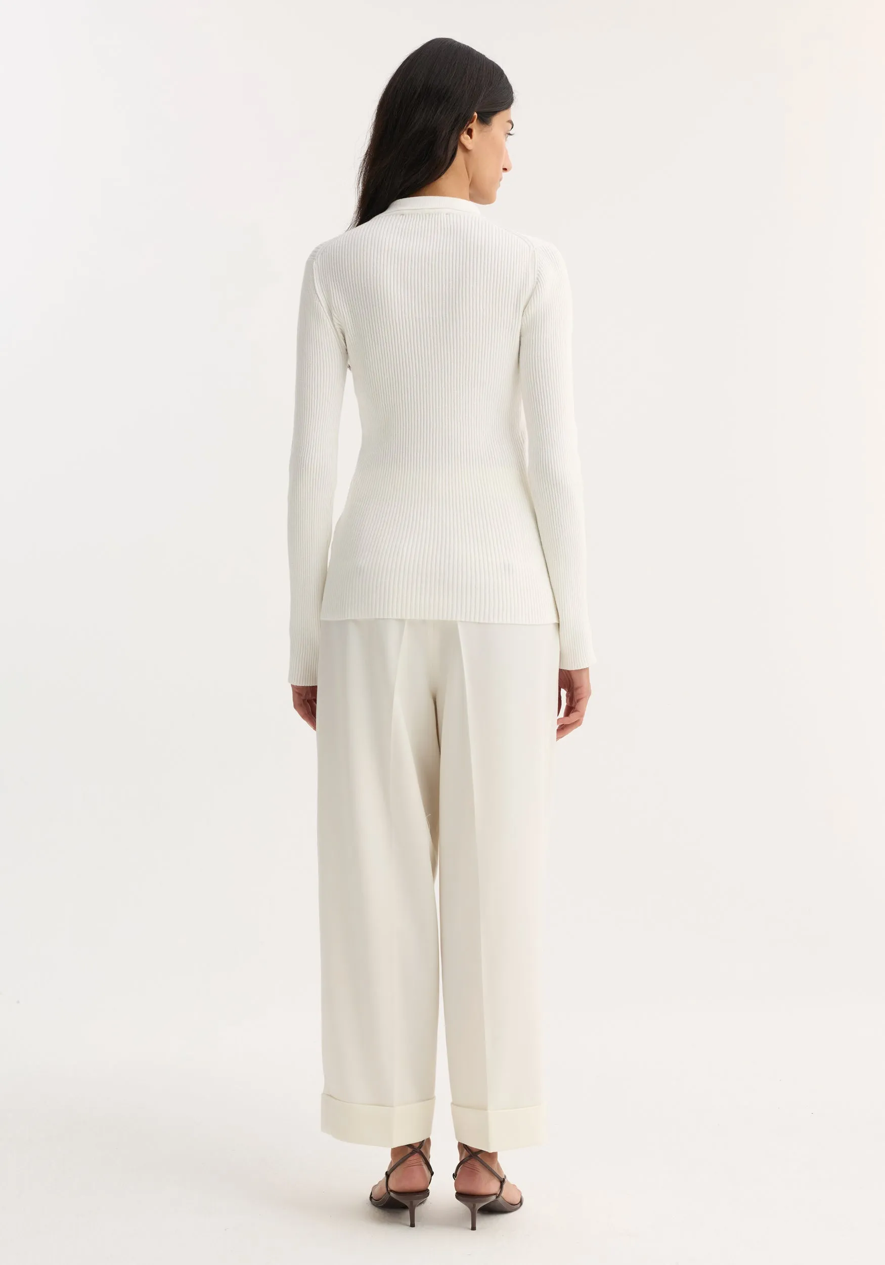 Elongated rib cardigan | off white sold by Rohe product image thumbnail 5