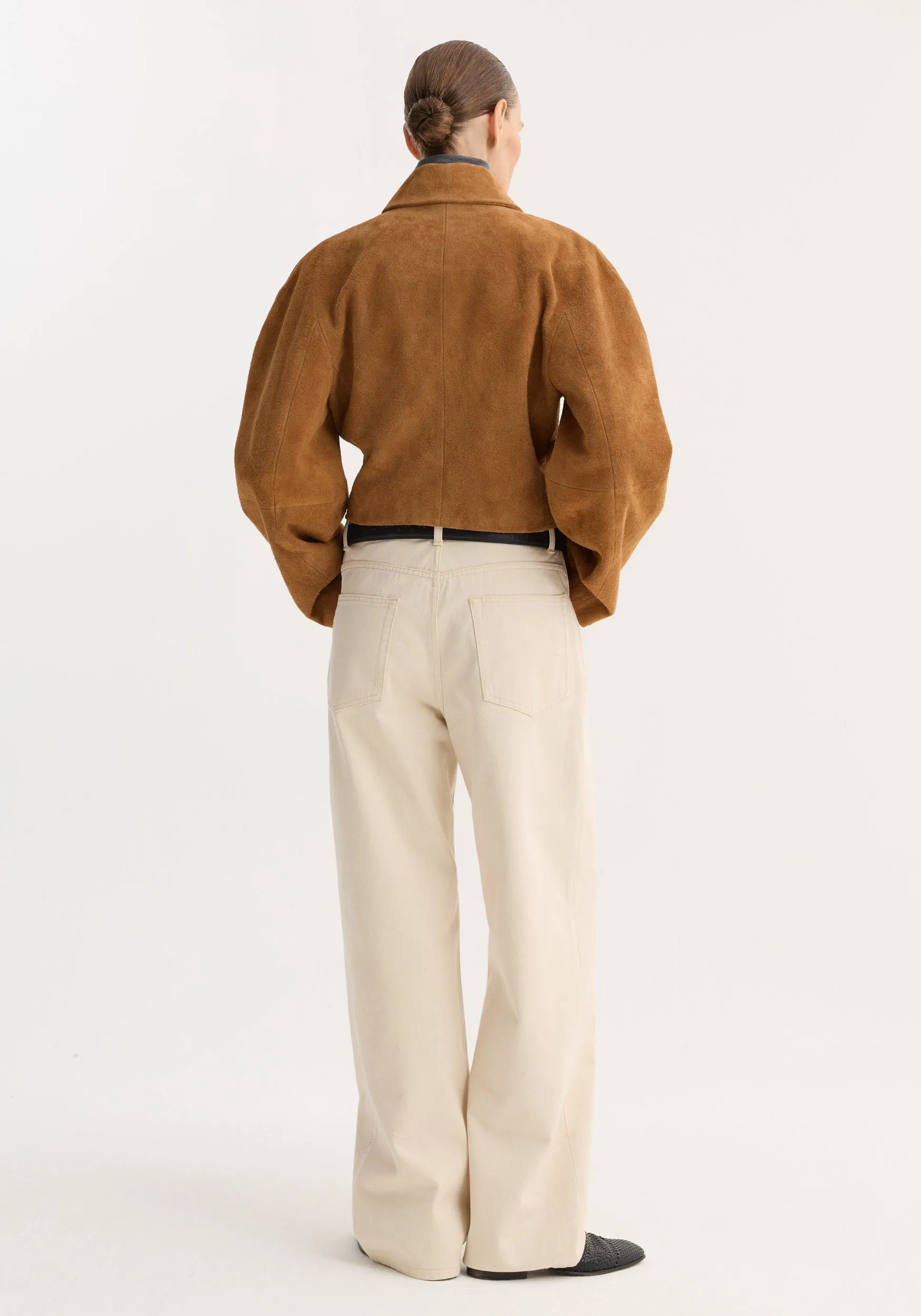 Rounded textured suede jacket | cognac sold by Rohe product image thumbnail 5