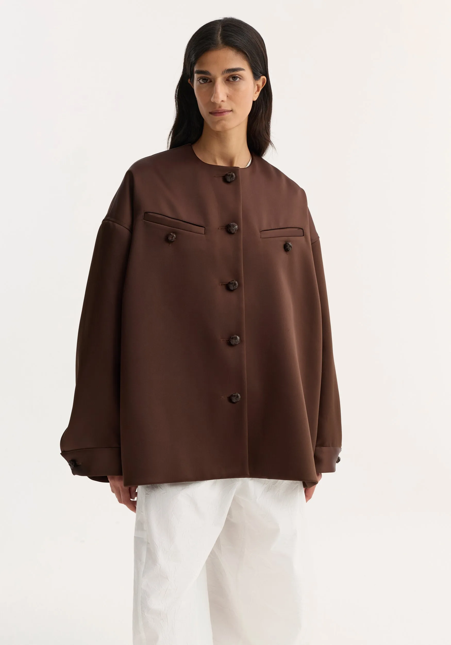 Western heavy satin jacket | espresso sold by Rohe product image thumbnail 2