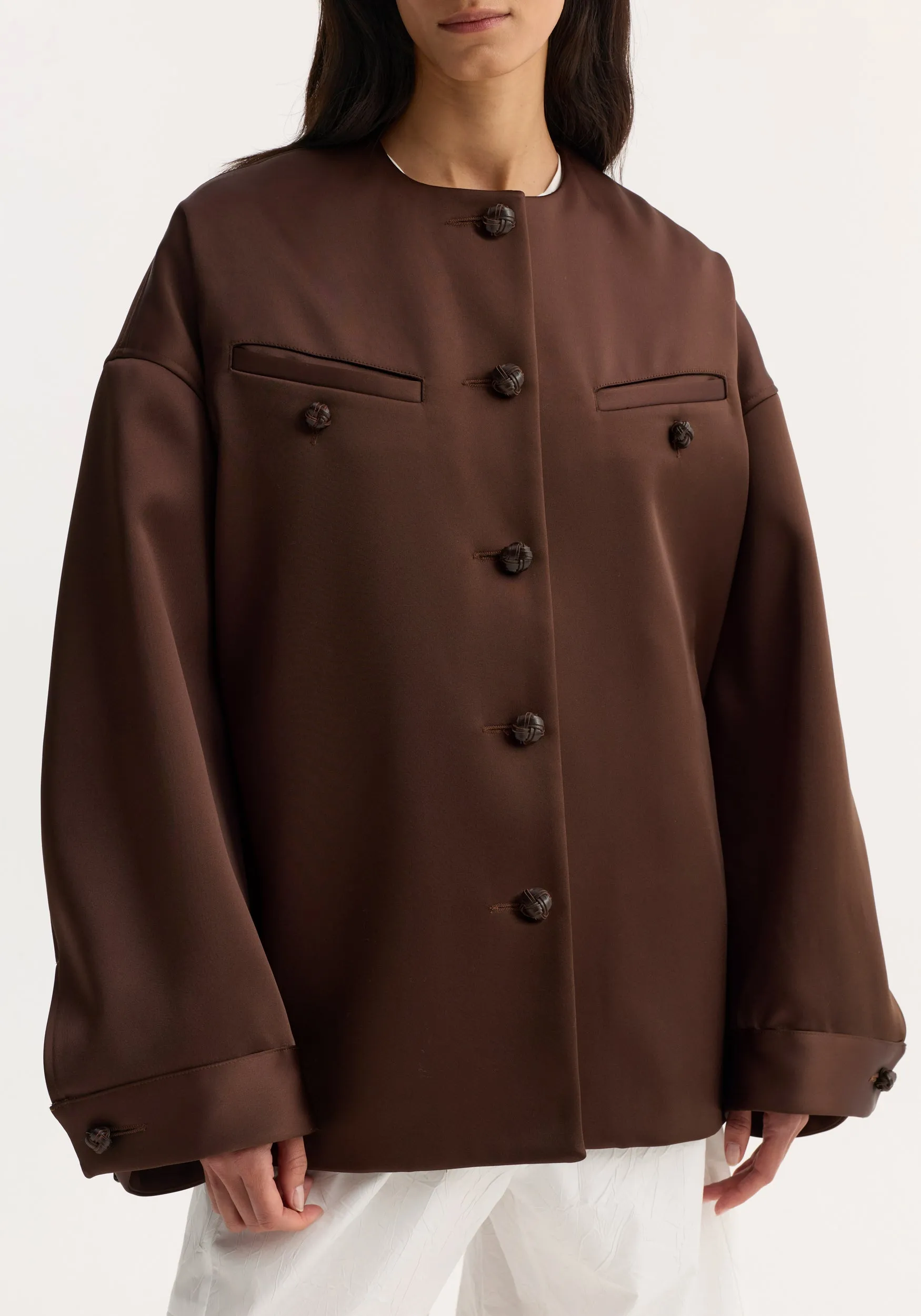 Western heavy satin jacket | espresso sold by Rohe product image thumbnail 3