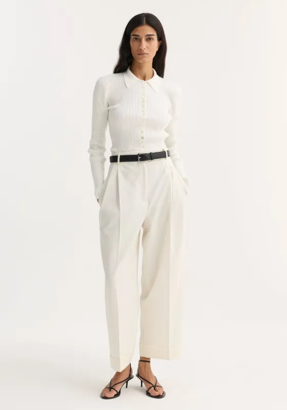 High-waist turn-up trousers | off white sold by Rohe