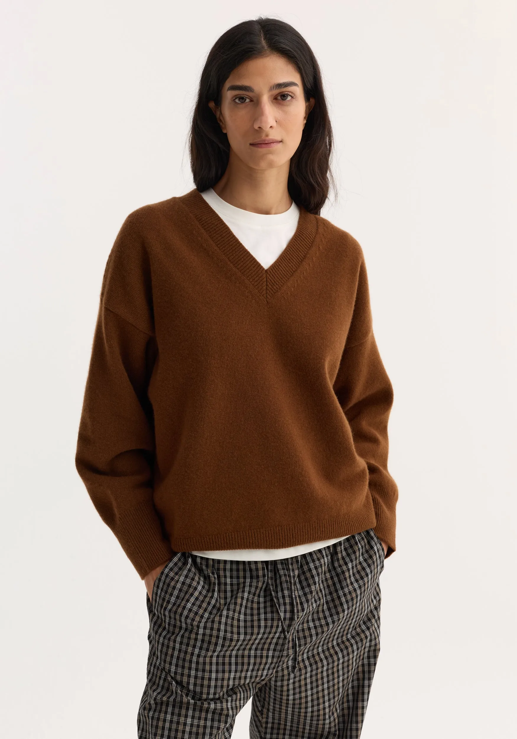 V-neck knitted jumper | rust sold by Rohe product image thumbnail 3