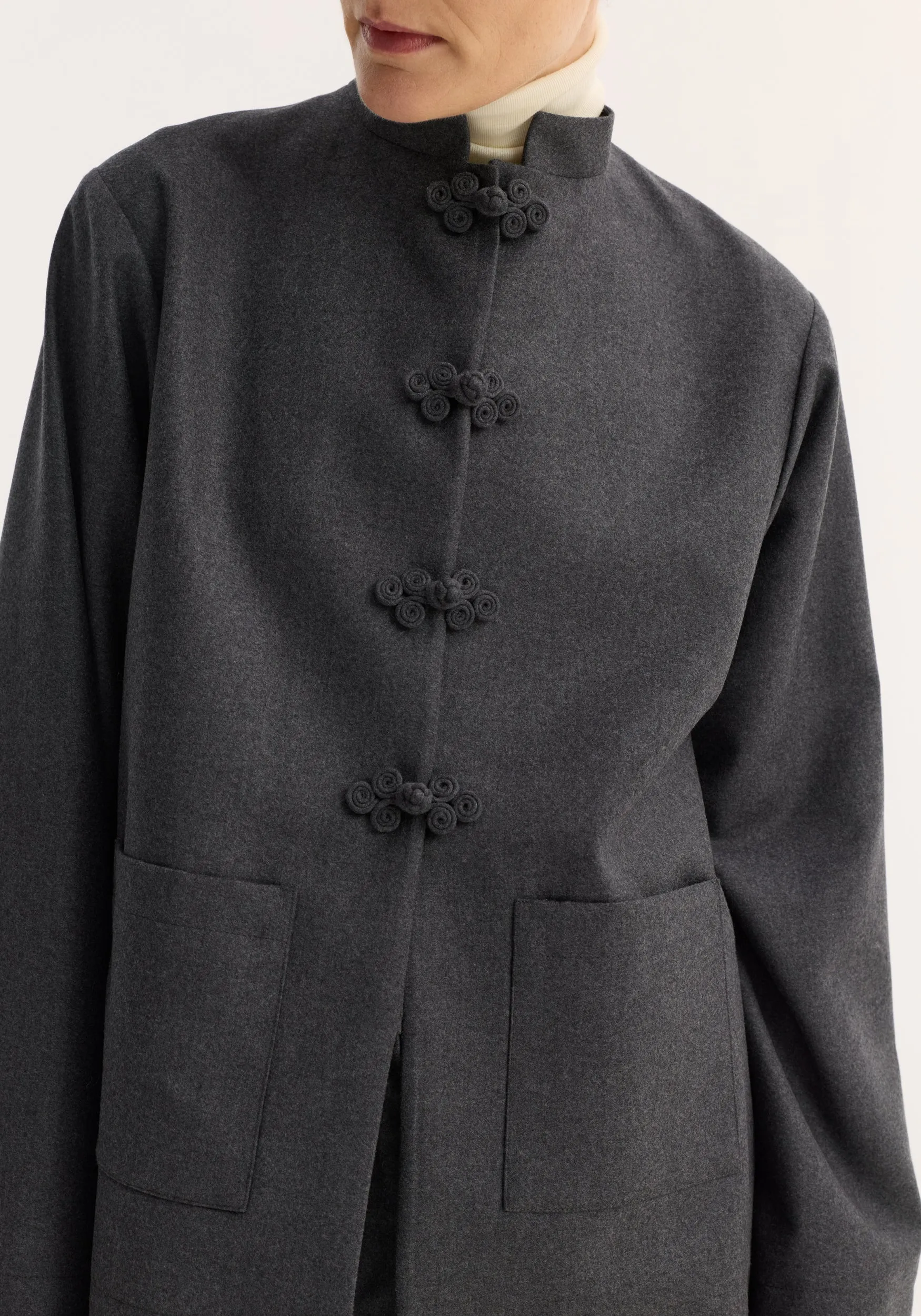 Pankou closure jacket | dark grey melange sold by Rohe product image thumbnail 3