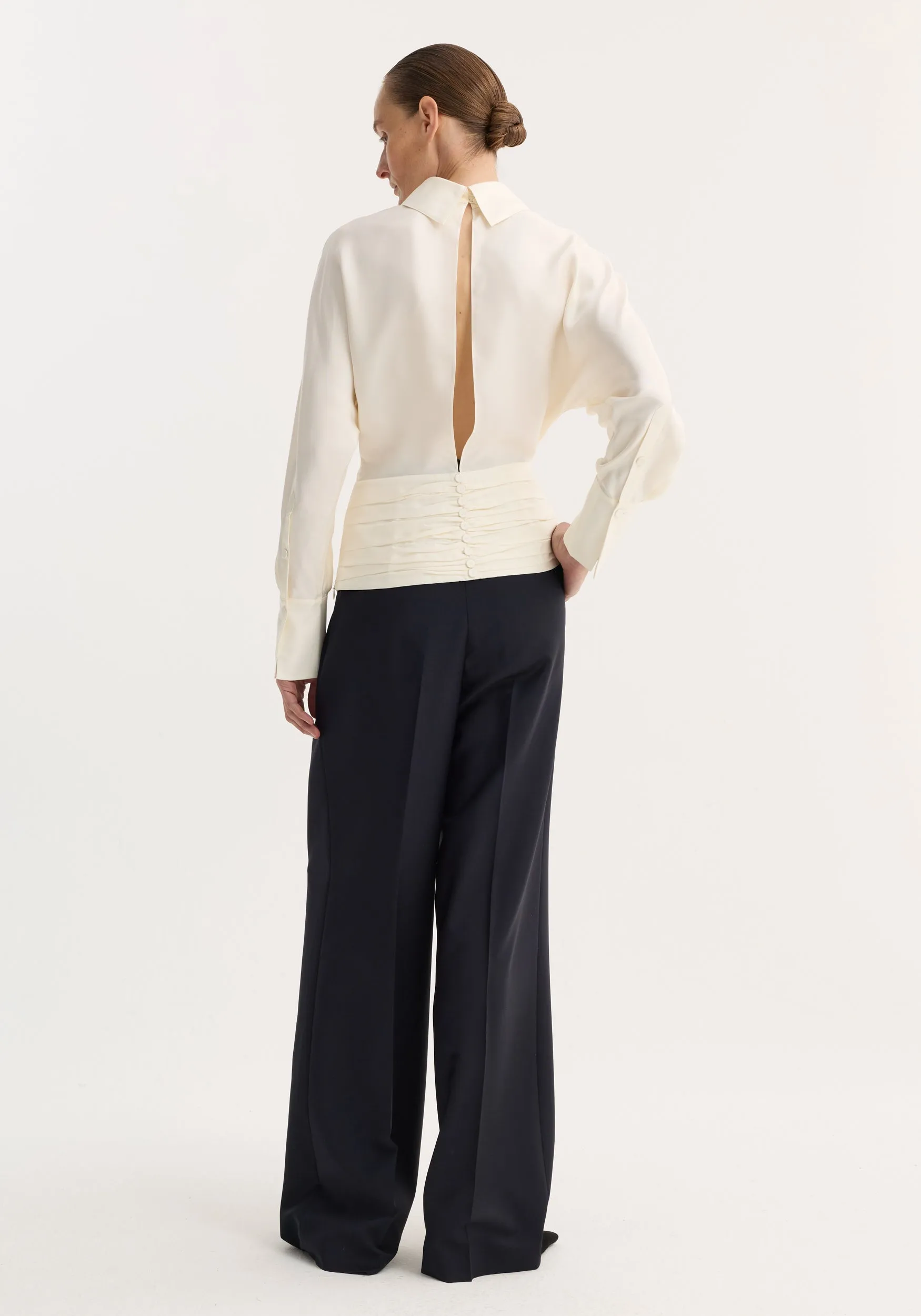 Tuxedo silk top | cream sold by Rohe product image thumbnail 3