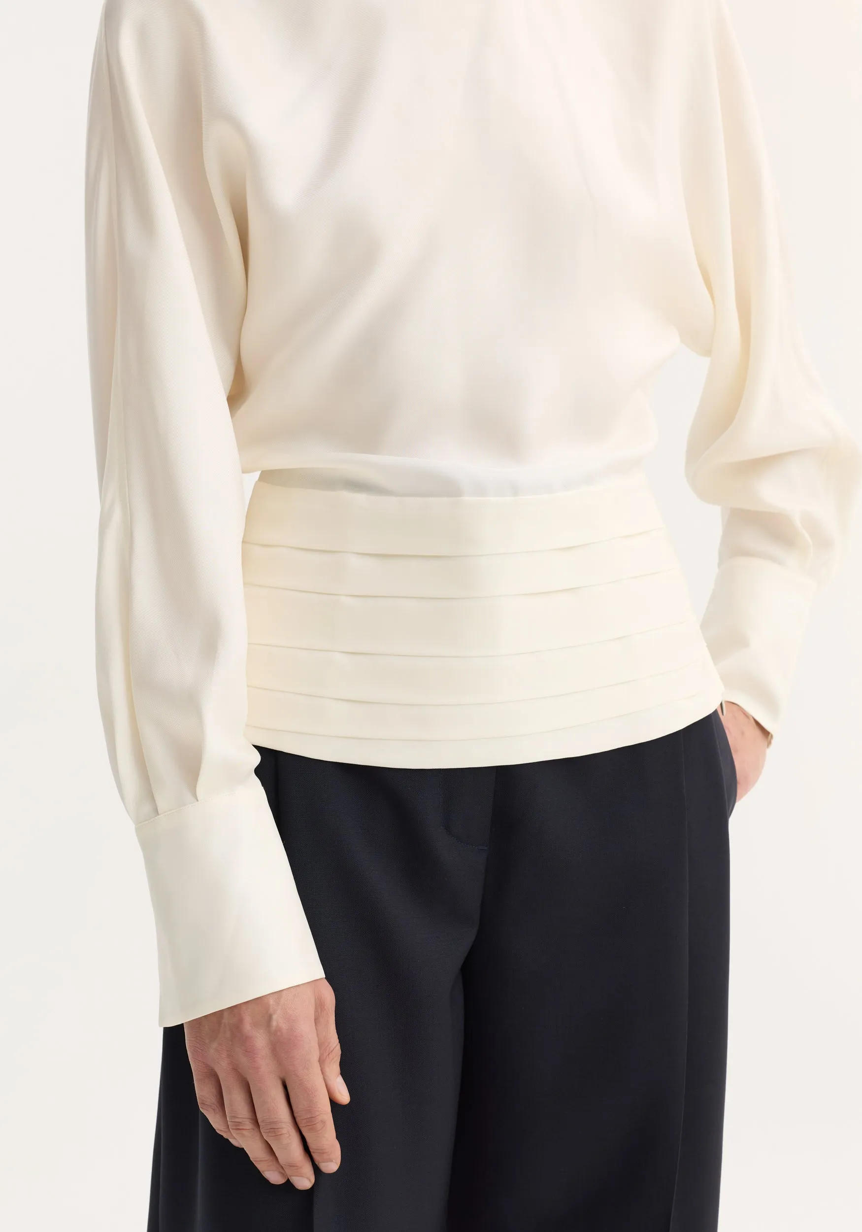 Tuxedo silk top | cream sold by Rohe product image thumbnail 5
