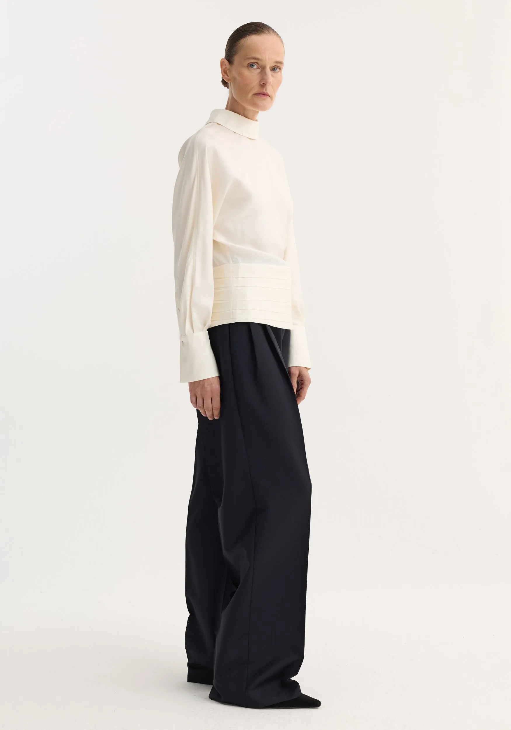 Tuxedo silk top | cream sold by Rohe product image thumbnail 4