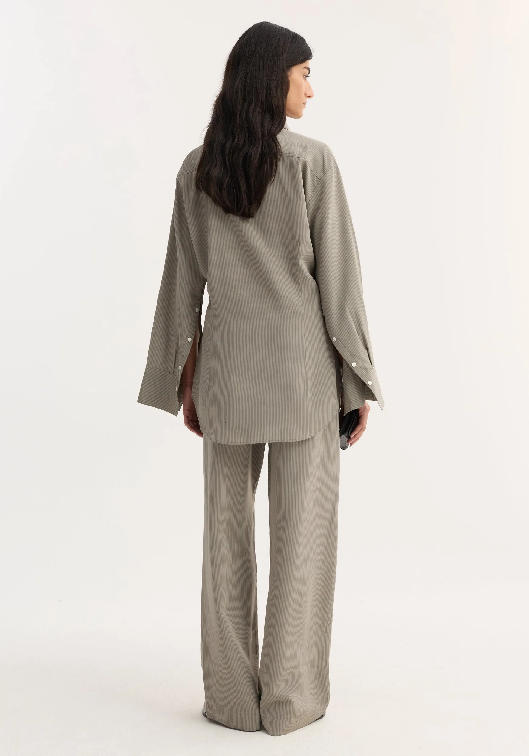 Relaxed shaped shirt | light grey stripe sold by Rohe product image thumbnail 4