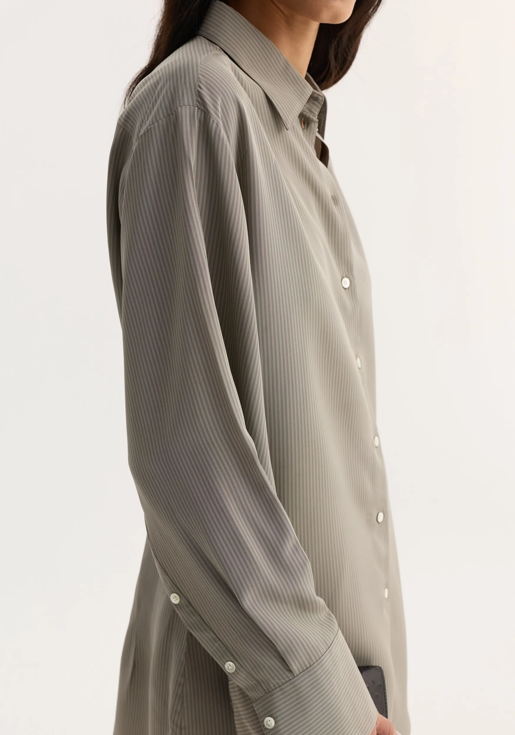 Relaxed shaped shirt | light grey stripe sold by Rohe product image thumbnail 3