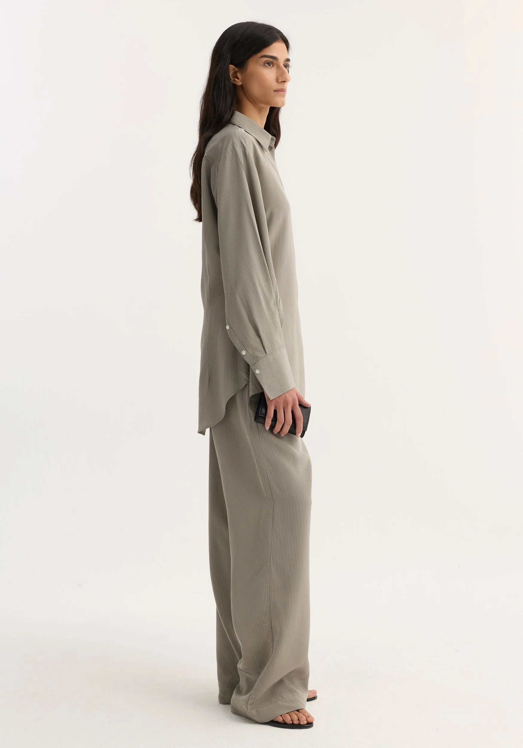 Relaxed shaped shirt | light grey stripe sold by Rohe product image thumbnail 5