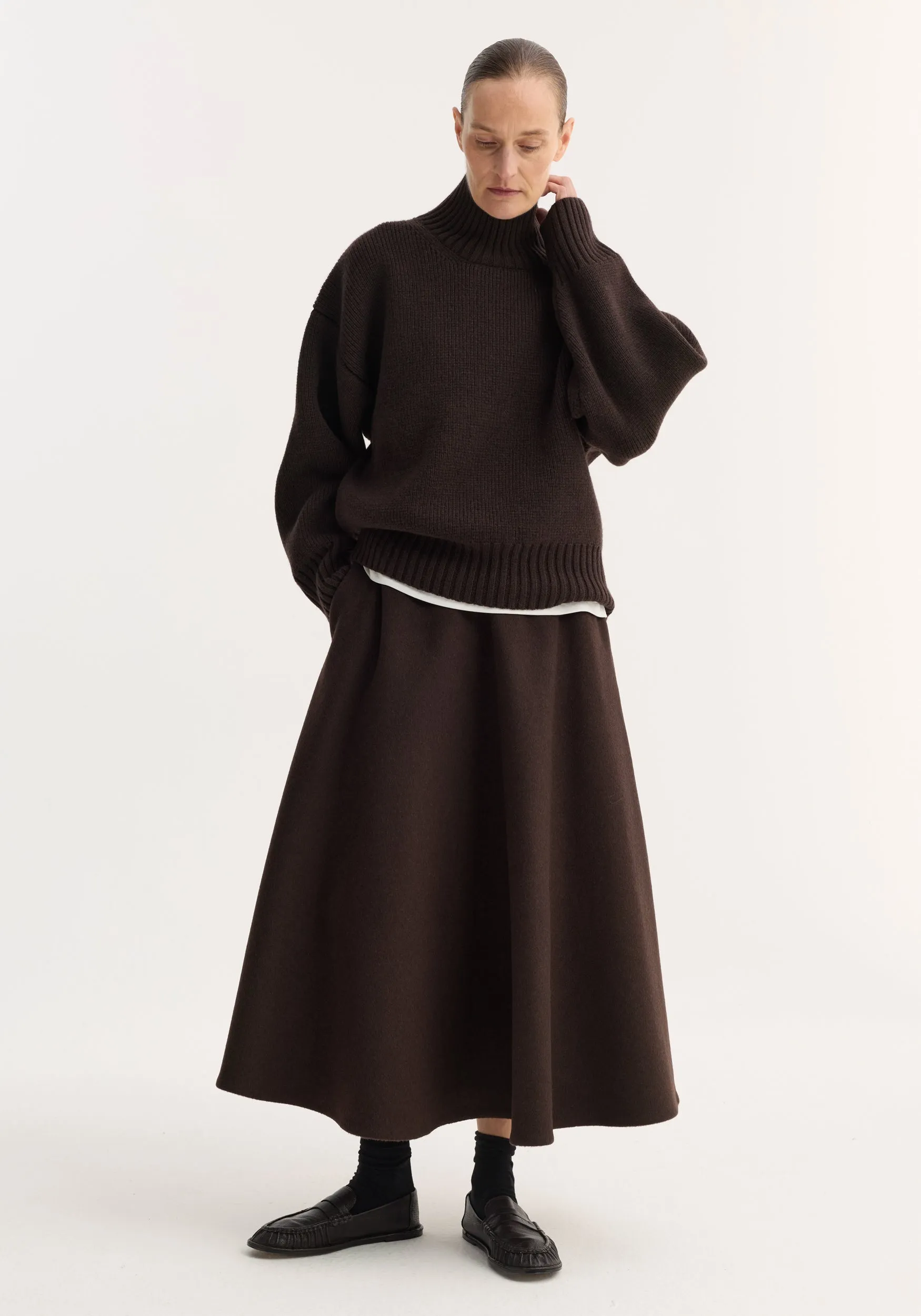A-line skirt | dark brown sold by Rohe