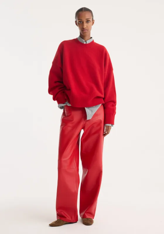 Baggy leather trousers | rosso made by Rohe