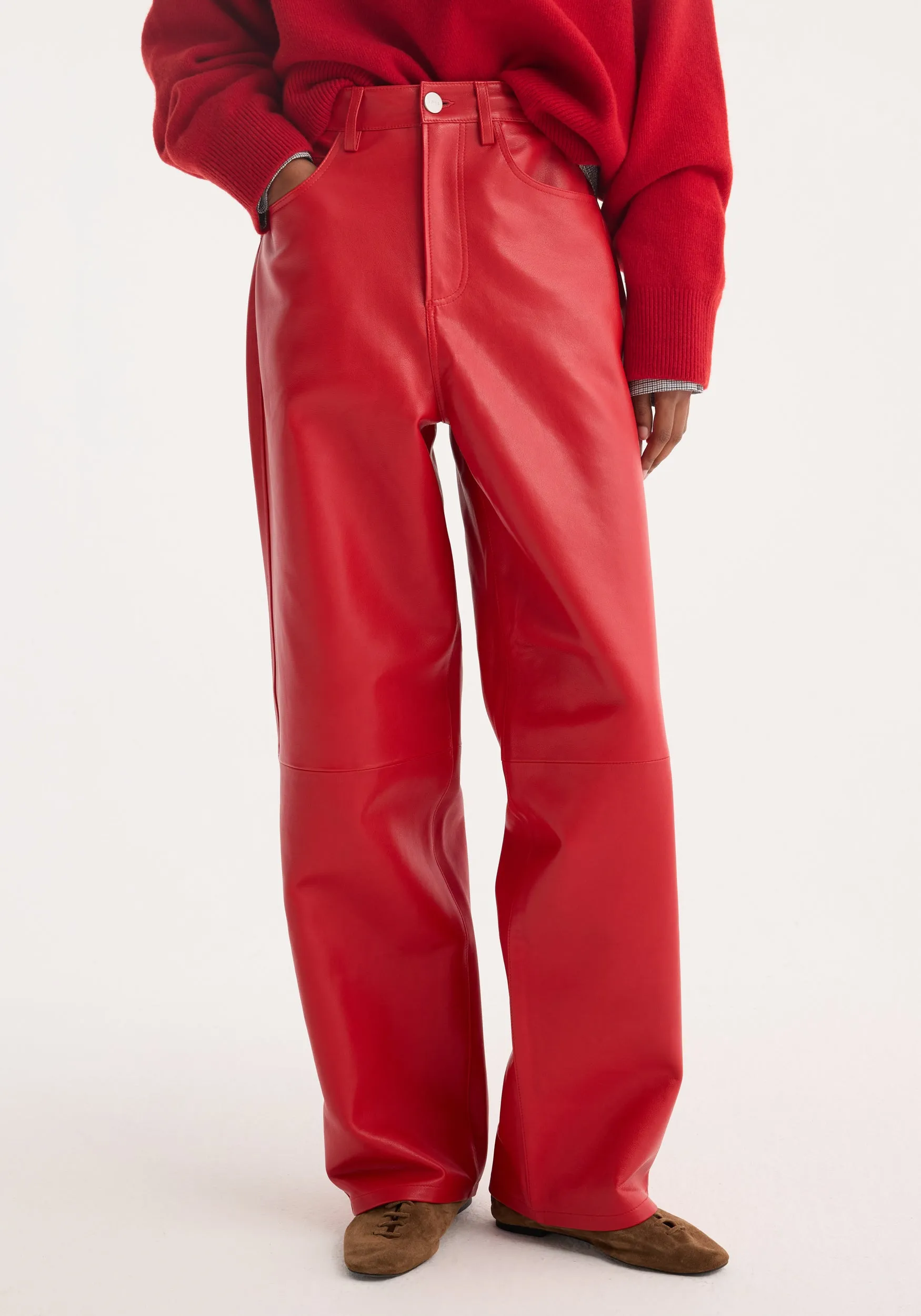 Baggy leather trousers | rosso sold by Rohe product image thumbnail 3