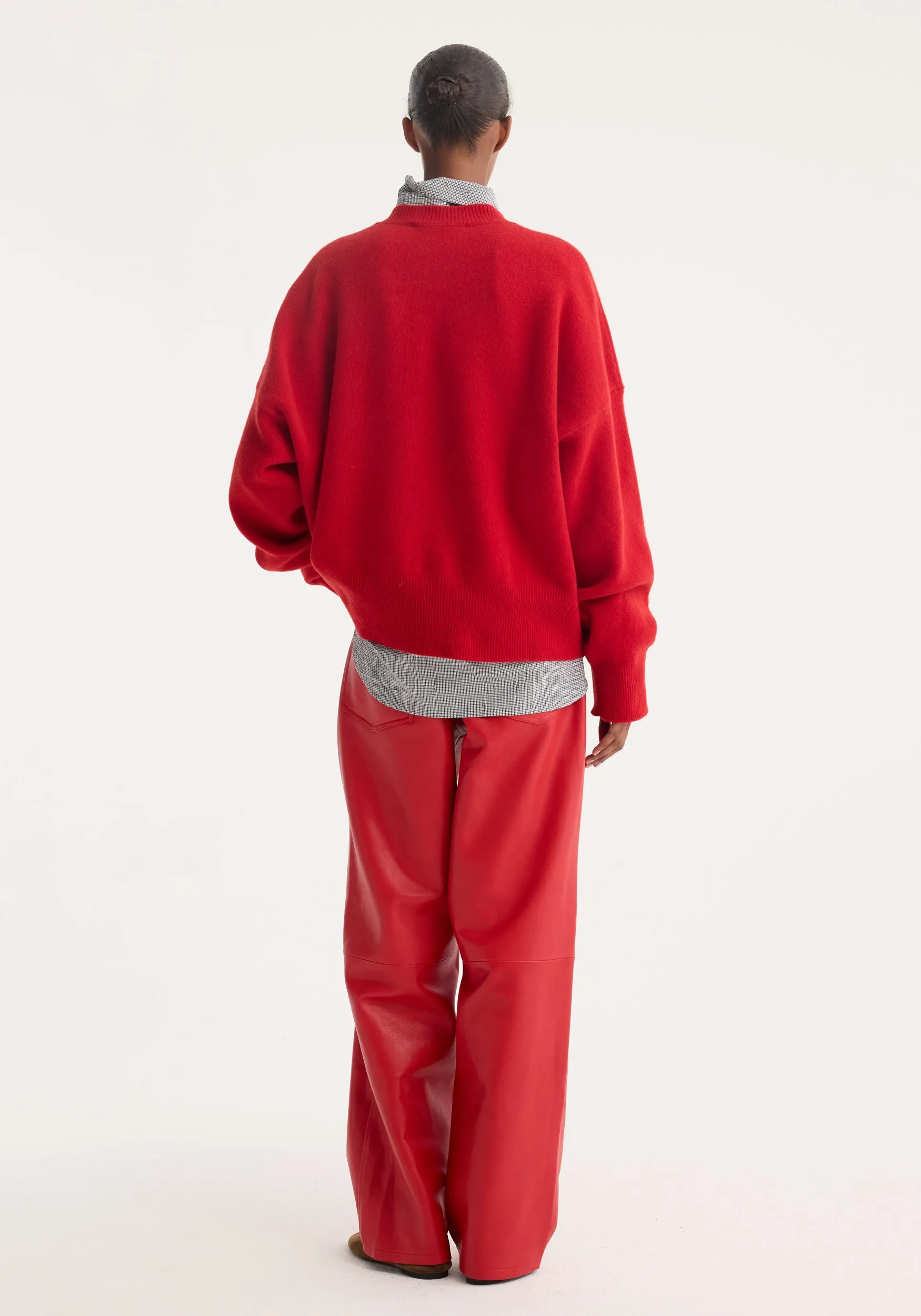 Baggy leather trousers | rosso sold by Rohe product image thumbnail 4
