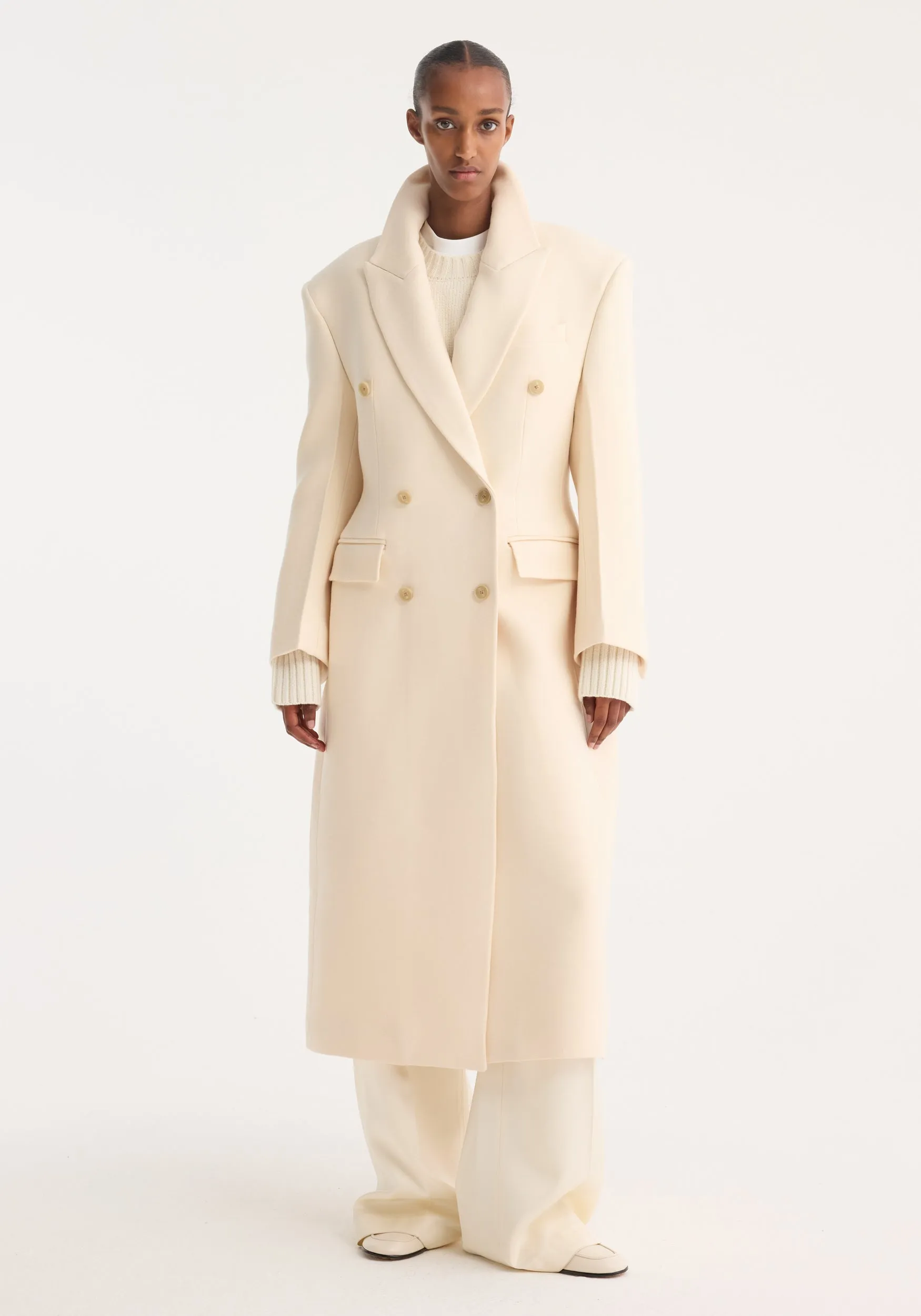 Hourglass wool coat | off white sold by Rohe product image thumbnail 2