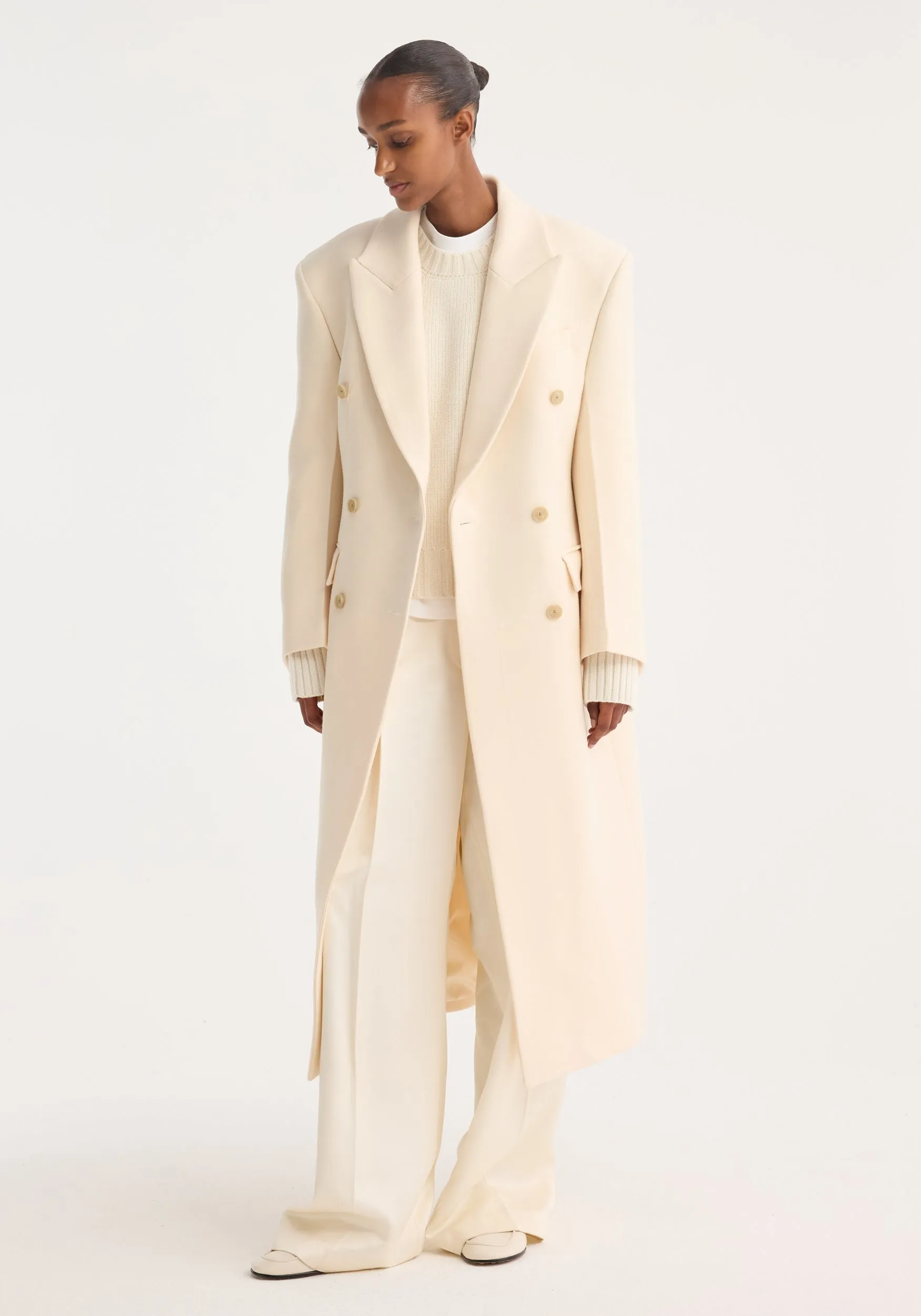 Hourglass wool coat | off white sold by Rohe product image thumbnail 5