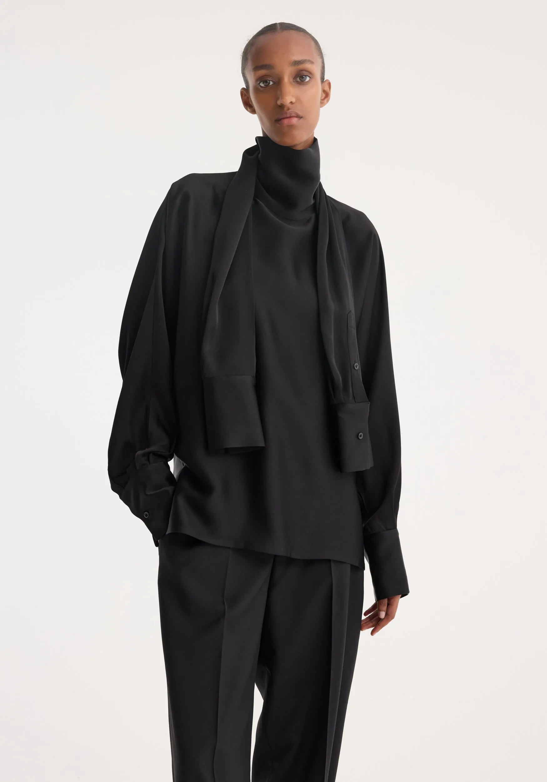 Foulard satin top | black sold by Rohe product image thumbnail 3