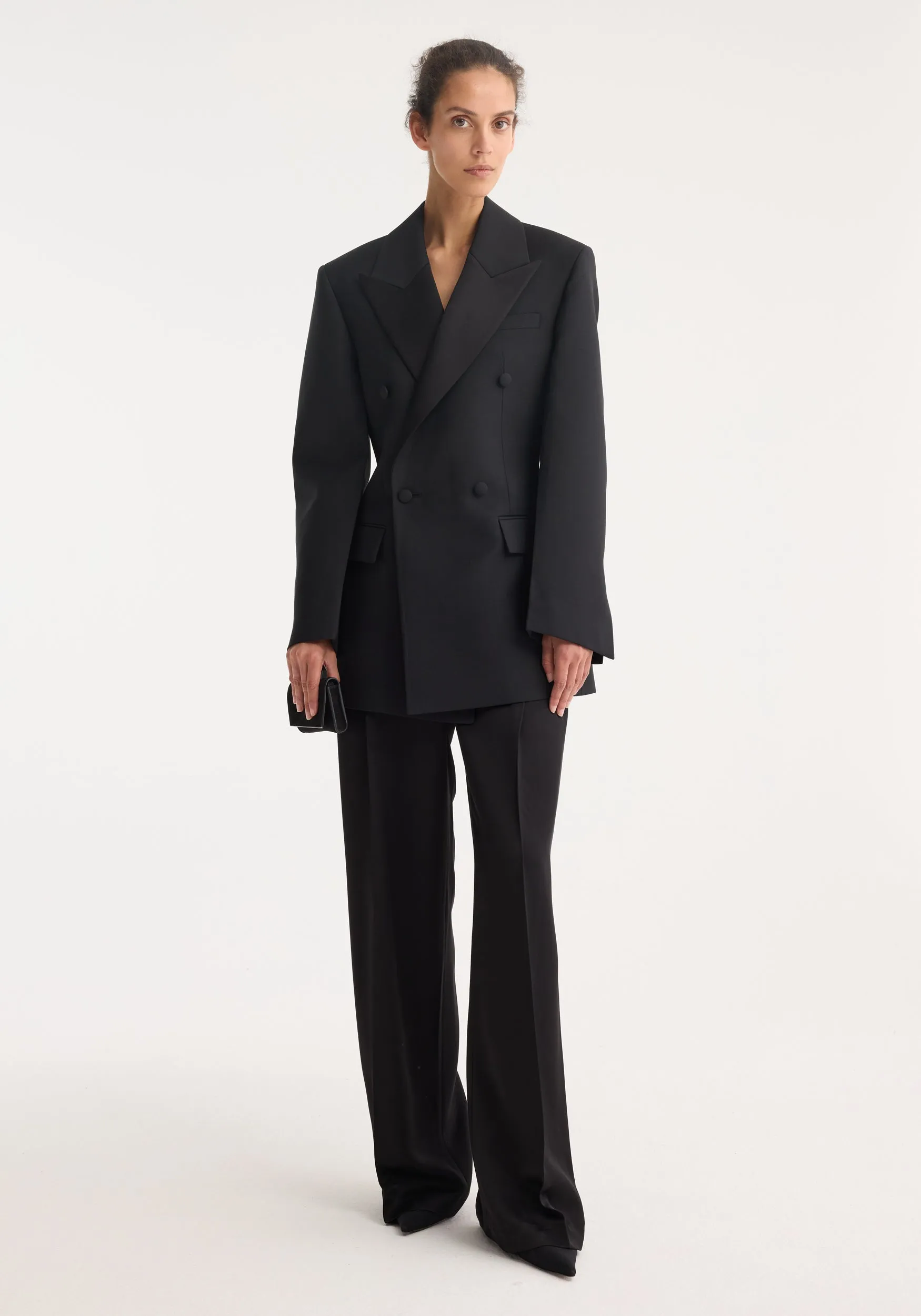 Hourglass tuxedo blazer | black sold by Rohe