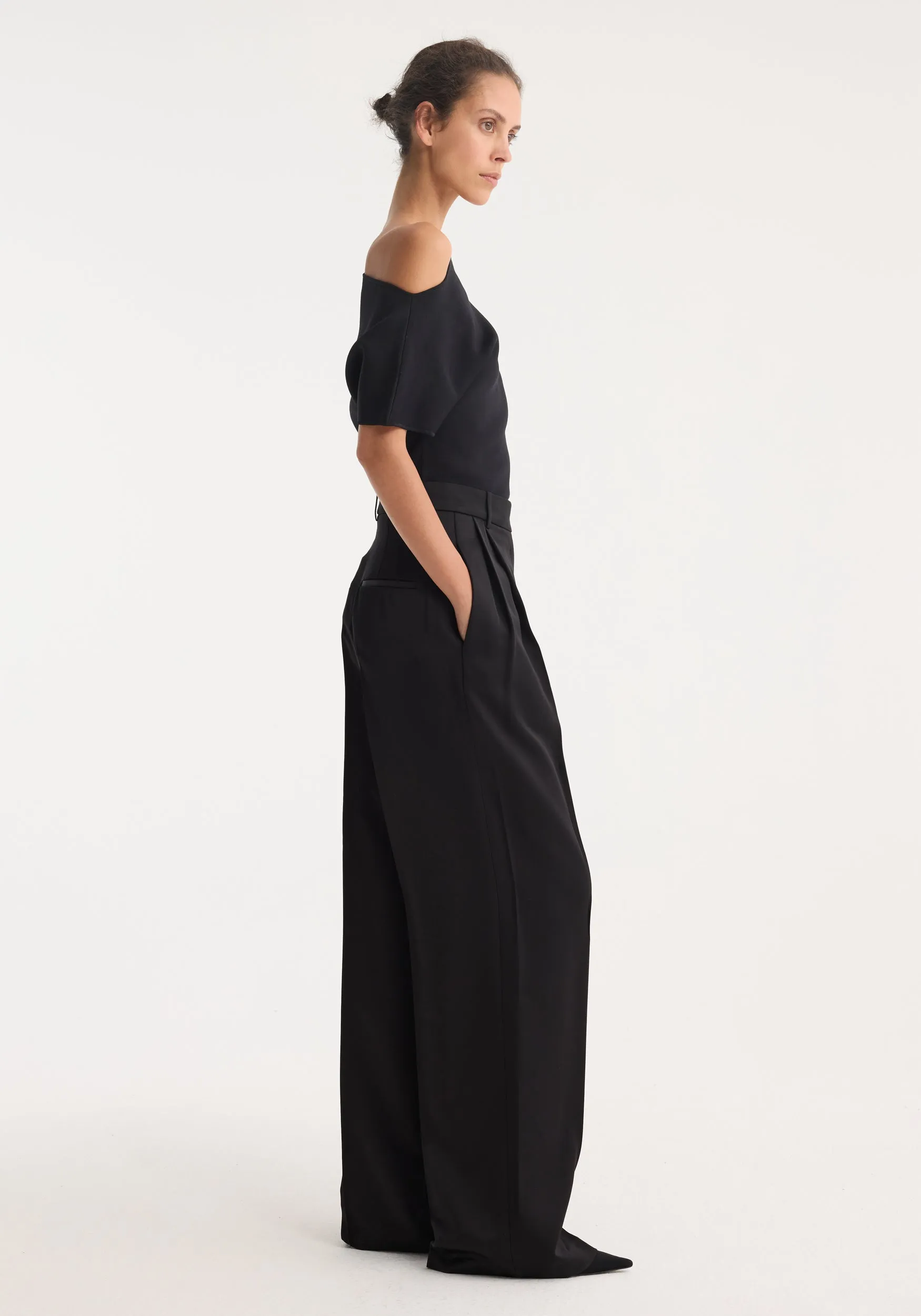 High-waist satin trousers | black sold by Rohe product image thumbnail 2