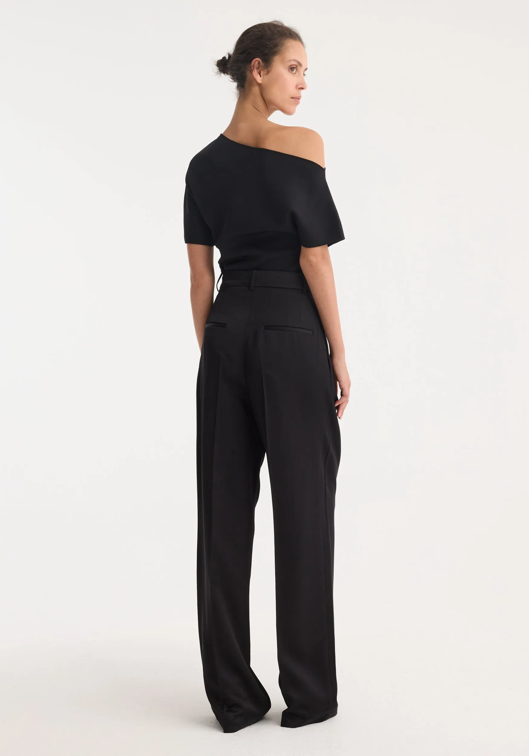 High-waist satin trousers | black sold by Rohe product image thumbnail 4