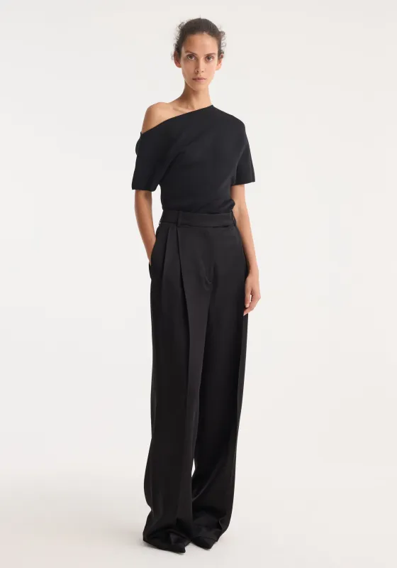 High-waist satin trousers | black made by Rohe