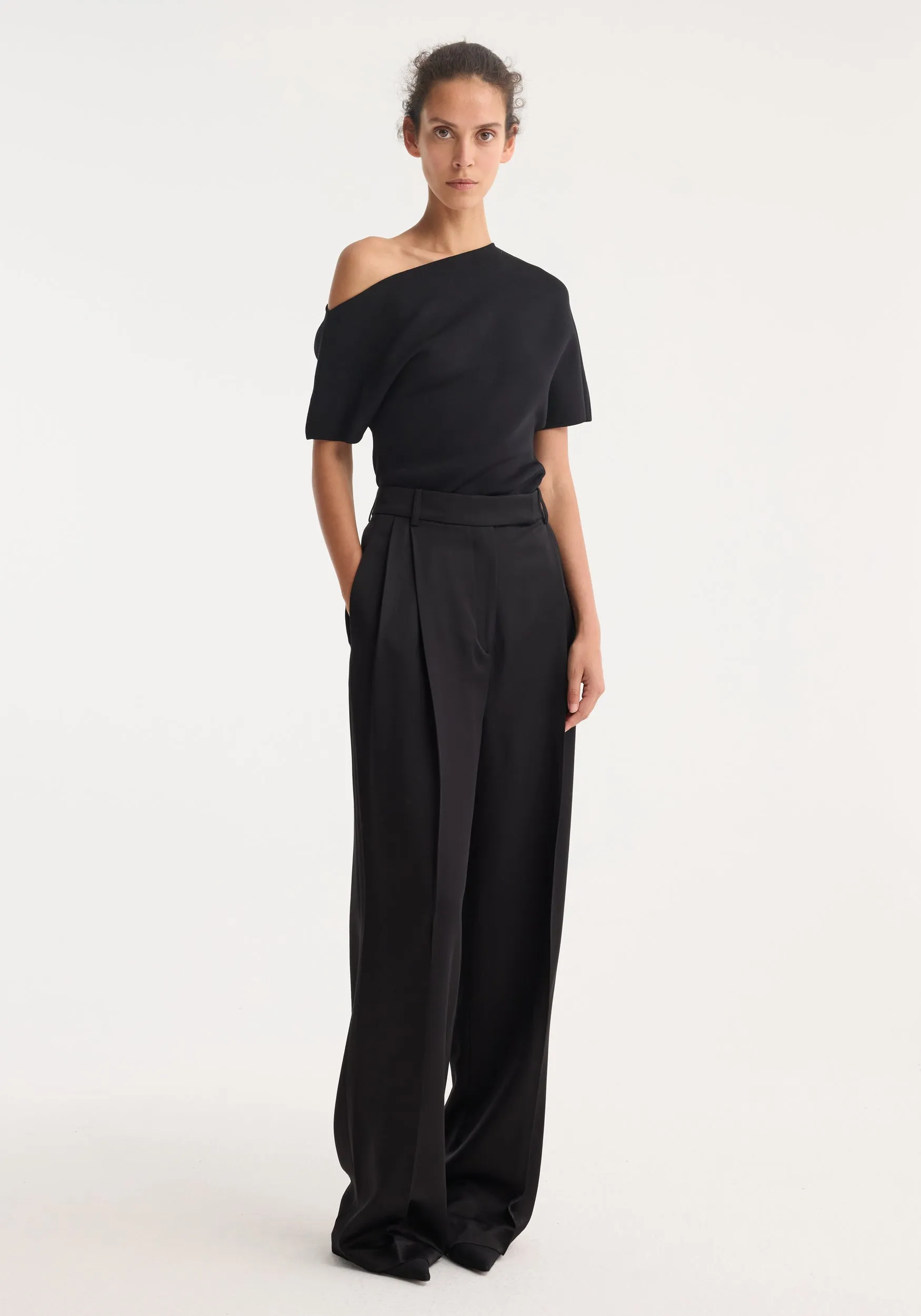 High-waist satin trousers | black sold by Rohe