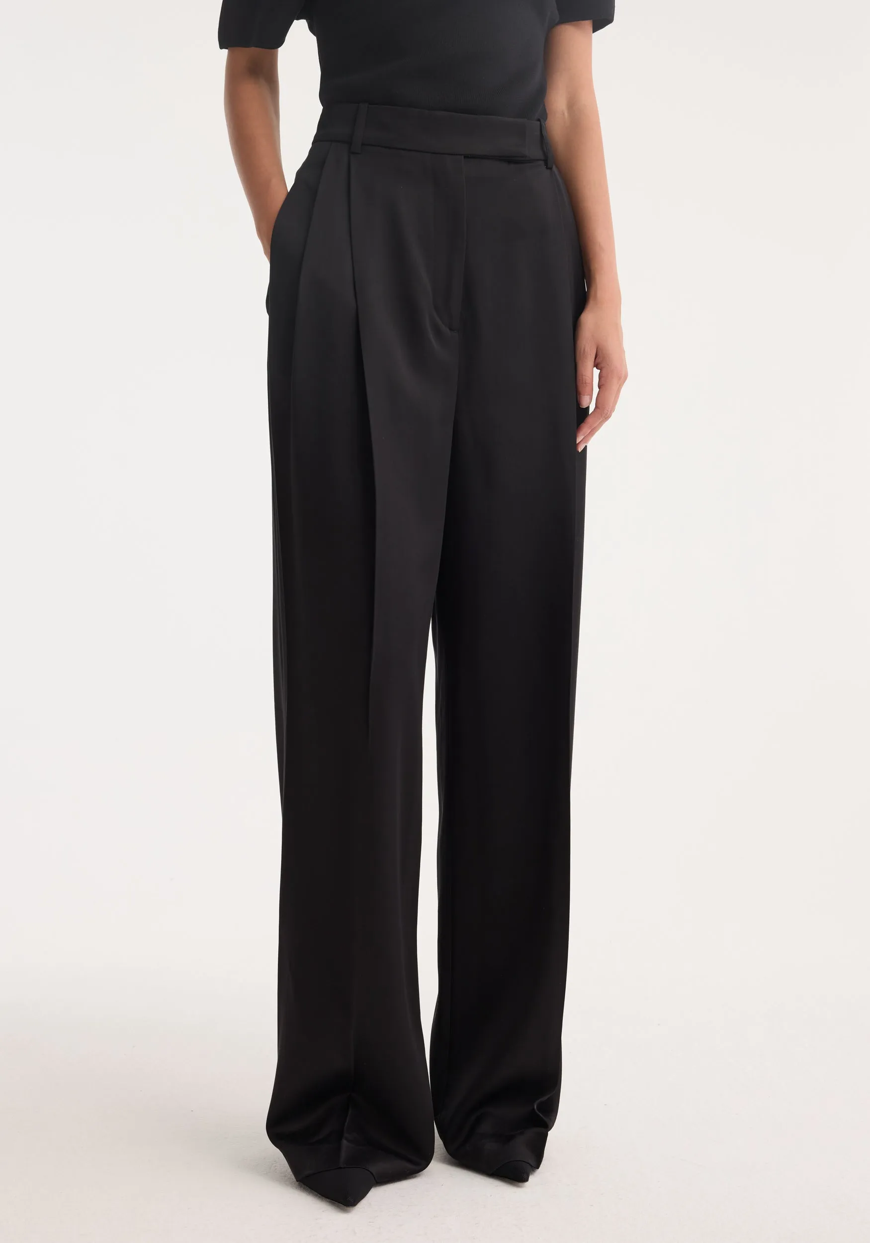 High-waist satin trousers | black sold by Rohe product image thumbnail 3