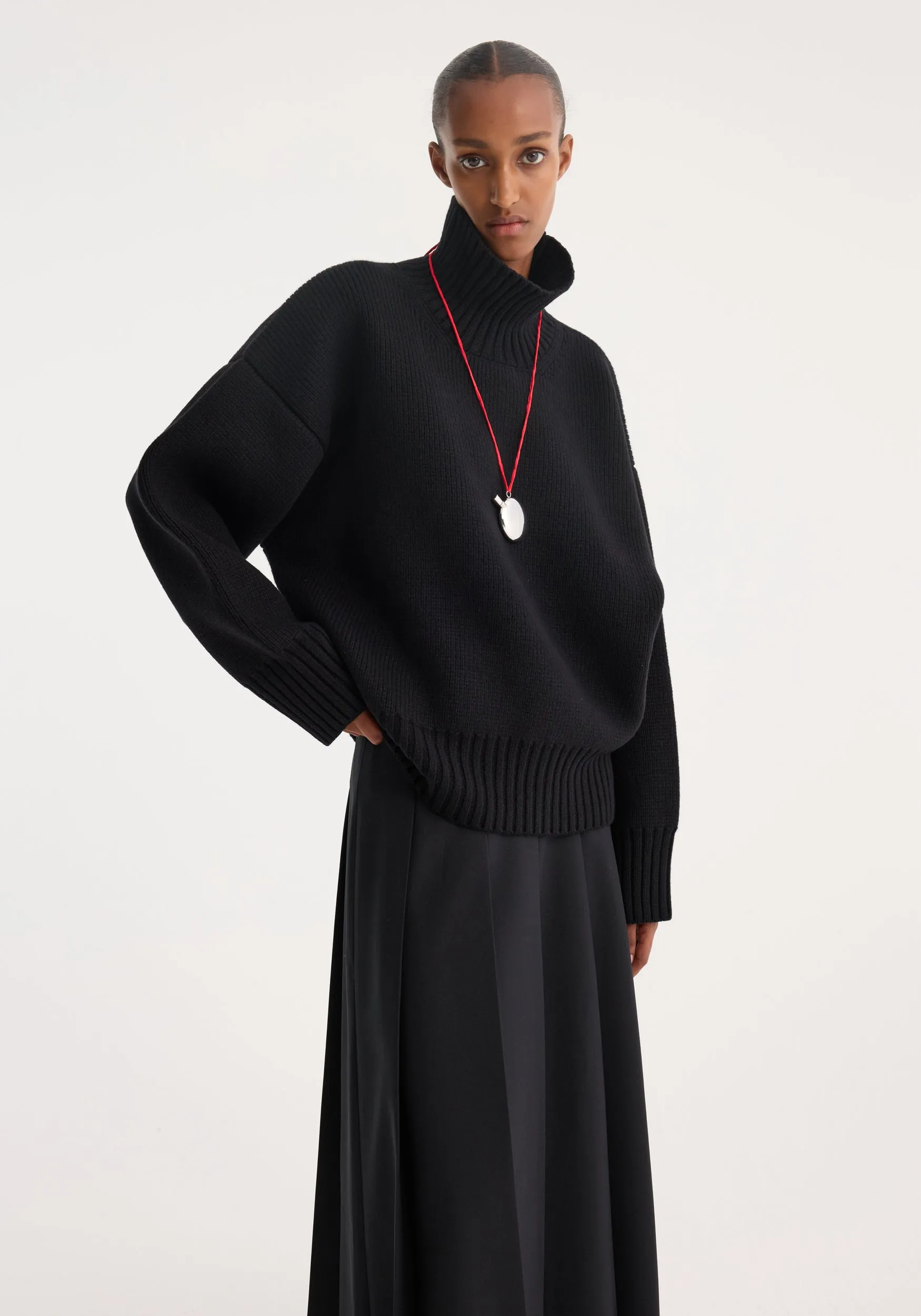 Sculptural compact turtleneck | black sold by Rohe product image thumbnail 2