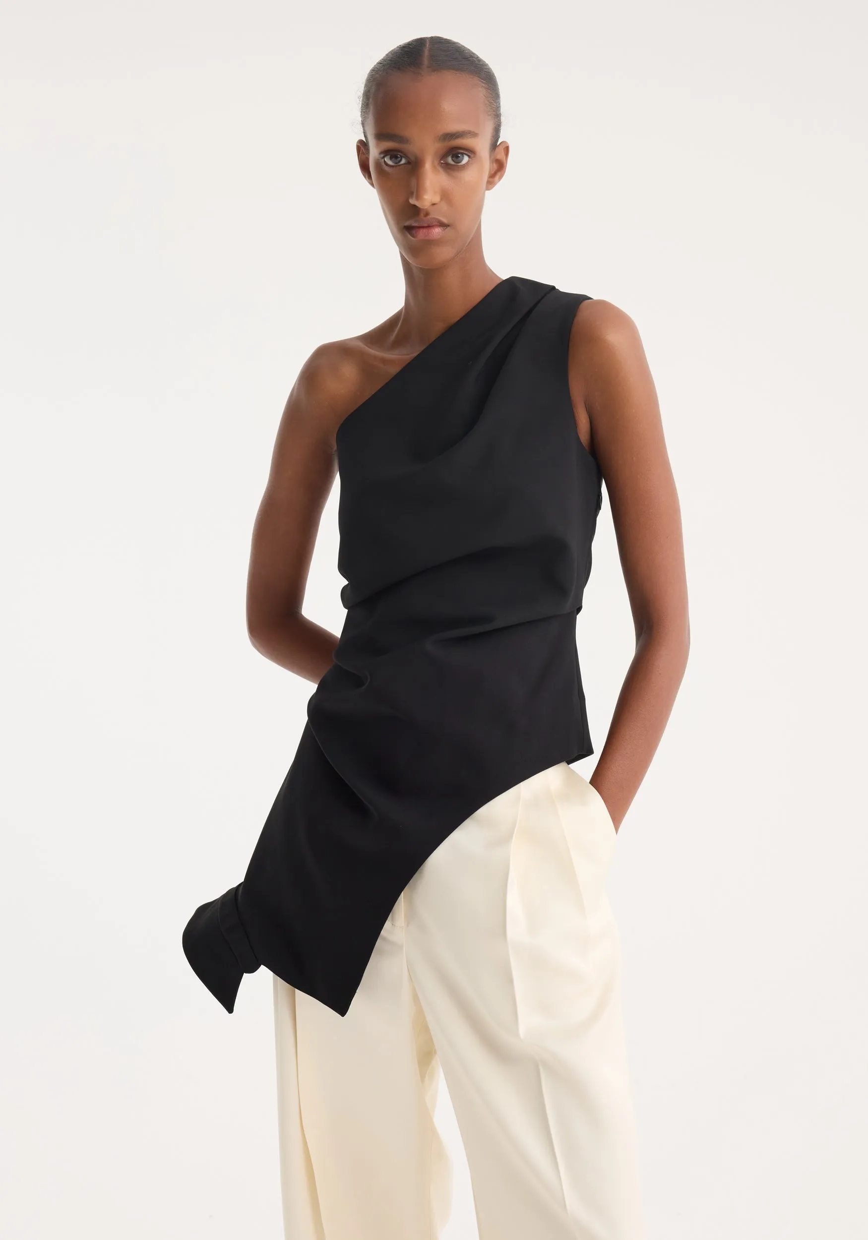 Reimagined one shoulder top | black sold by Rohe product image thumbnail 2