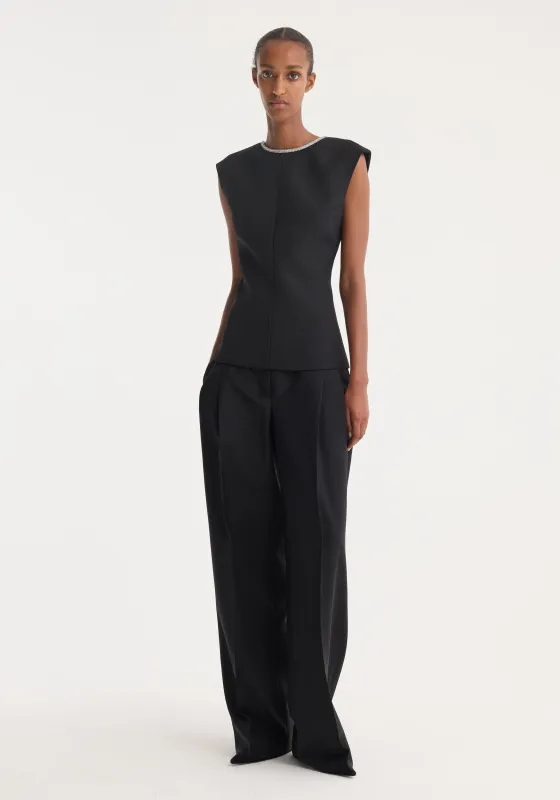Open back appliqué top | black sold by Rohe