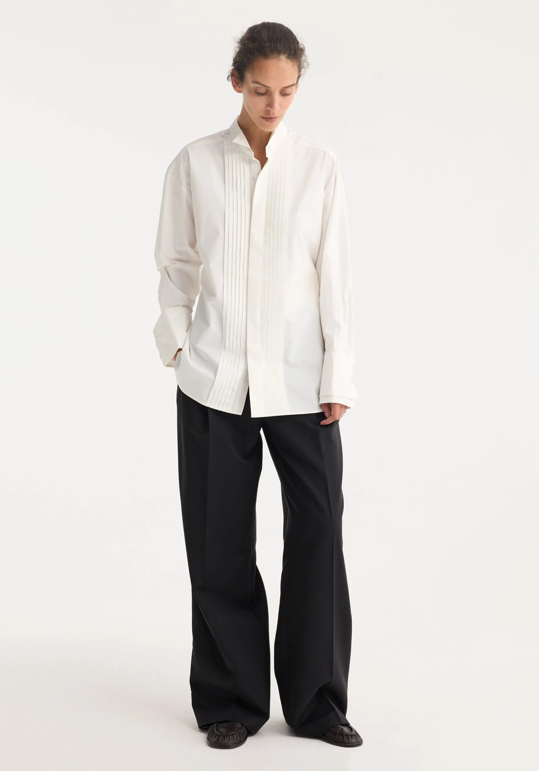 Tuxedo wired shaped shirt | optic white sold by Rohe