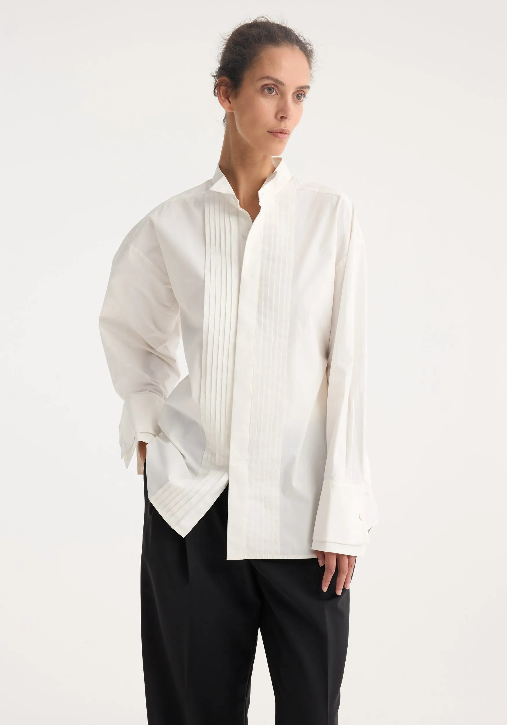 Tuxedo wired shaped shirt | optic white sold by Rohe product image thumbnail 4