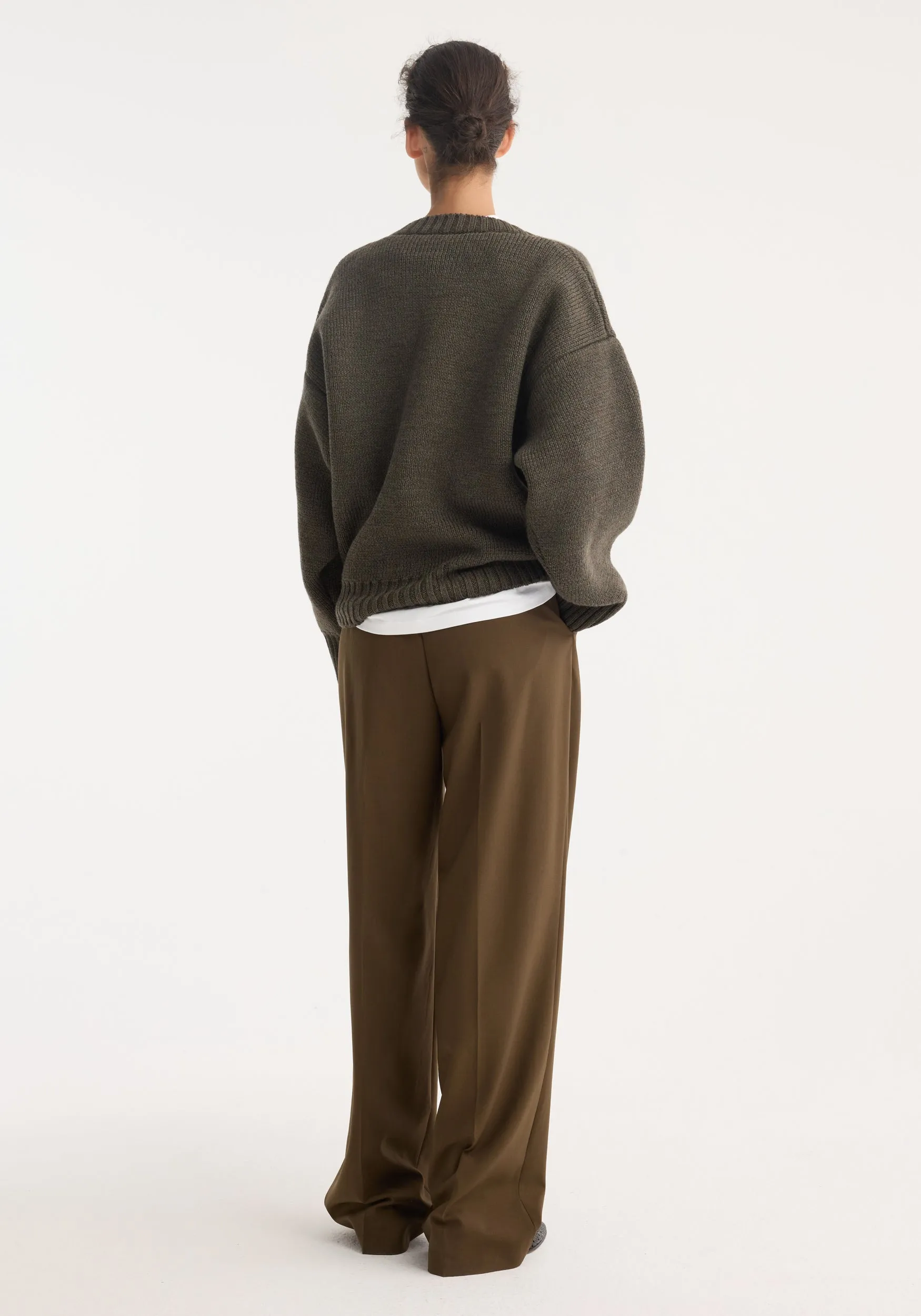 Sculptural compact v-neck | forest melange sold by Rohe product image thumbnail 5