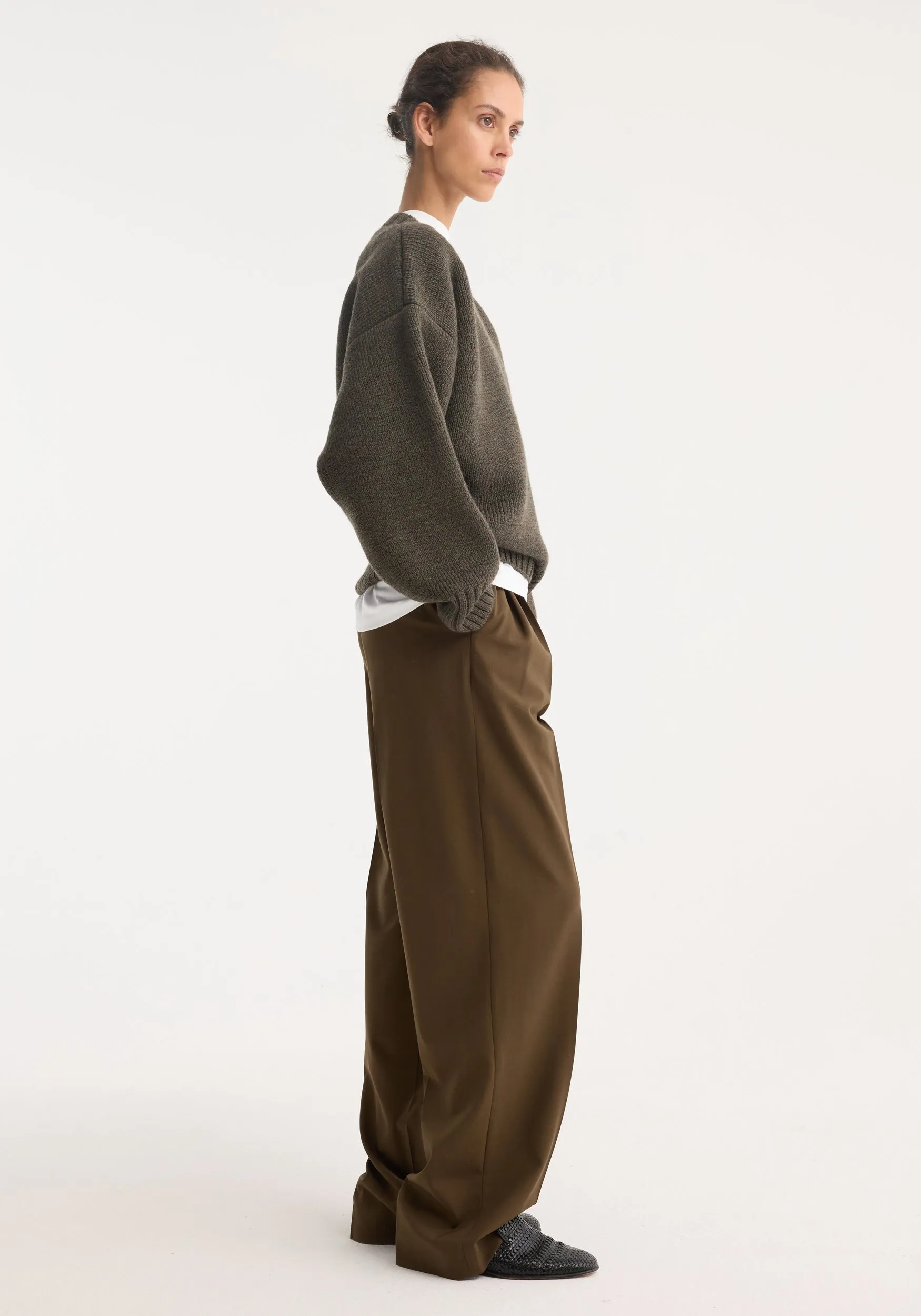 Sculptural compact v-neck | forest melange sold by Rohe product image thumbnail 3