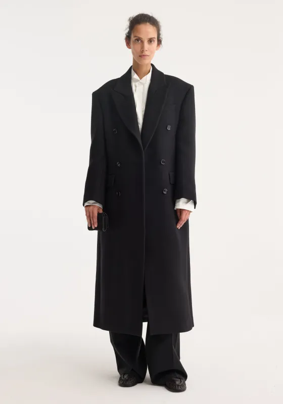 Hourglass wool coat | black sold by Rohe