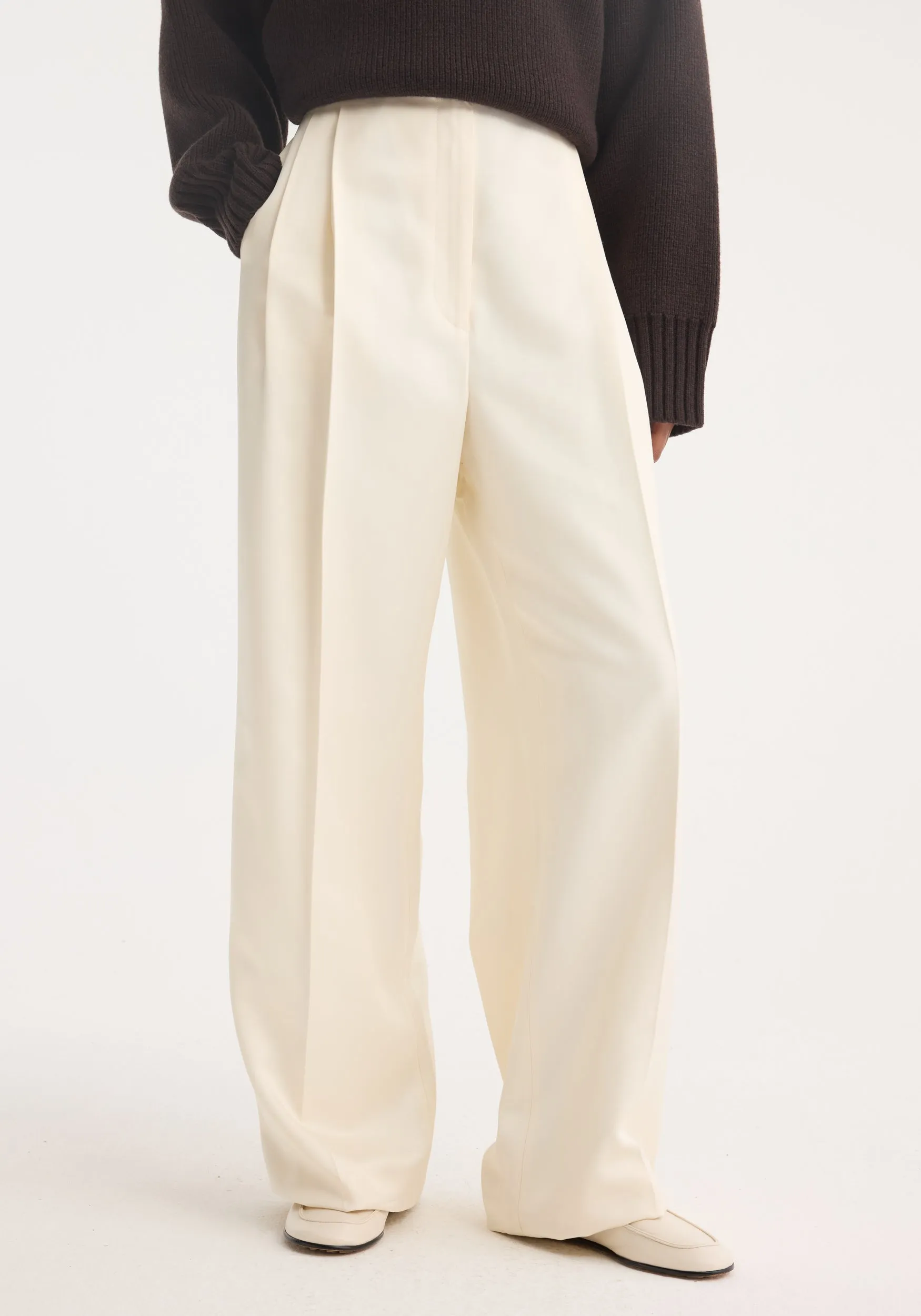 High-waist satin trousers | cream sold by Rohe product image thumbnail 3