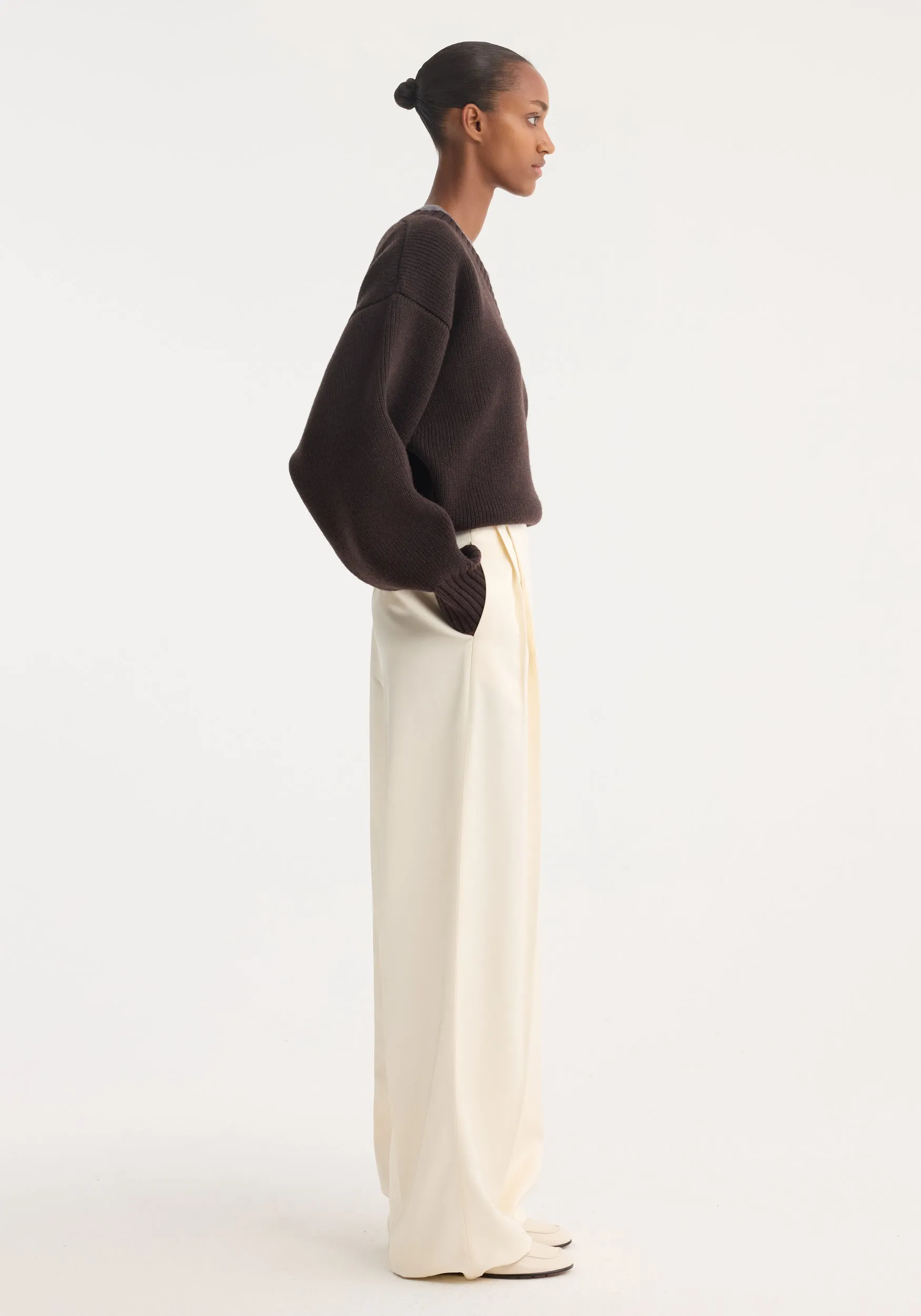 High-waist satin trousers | cream sold by Rohe product image thumbnail 2
