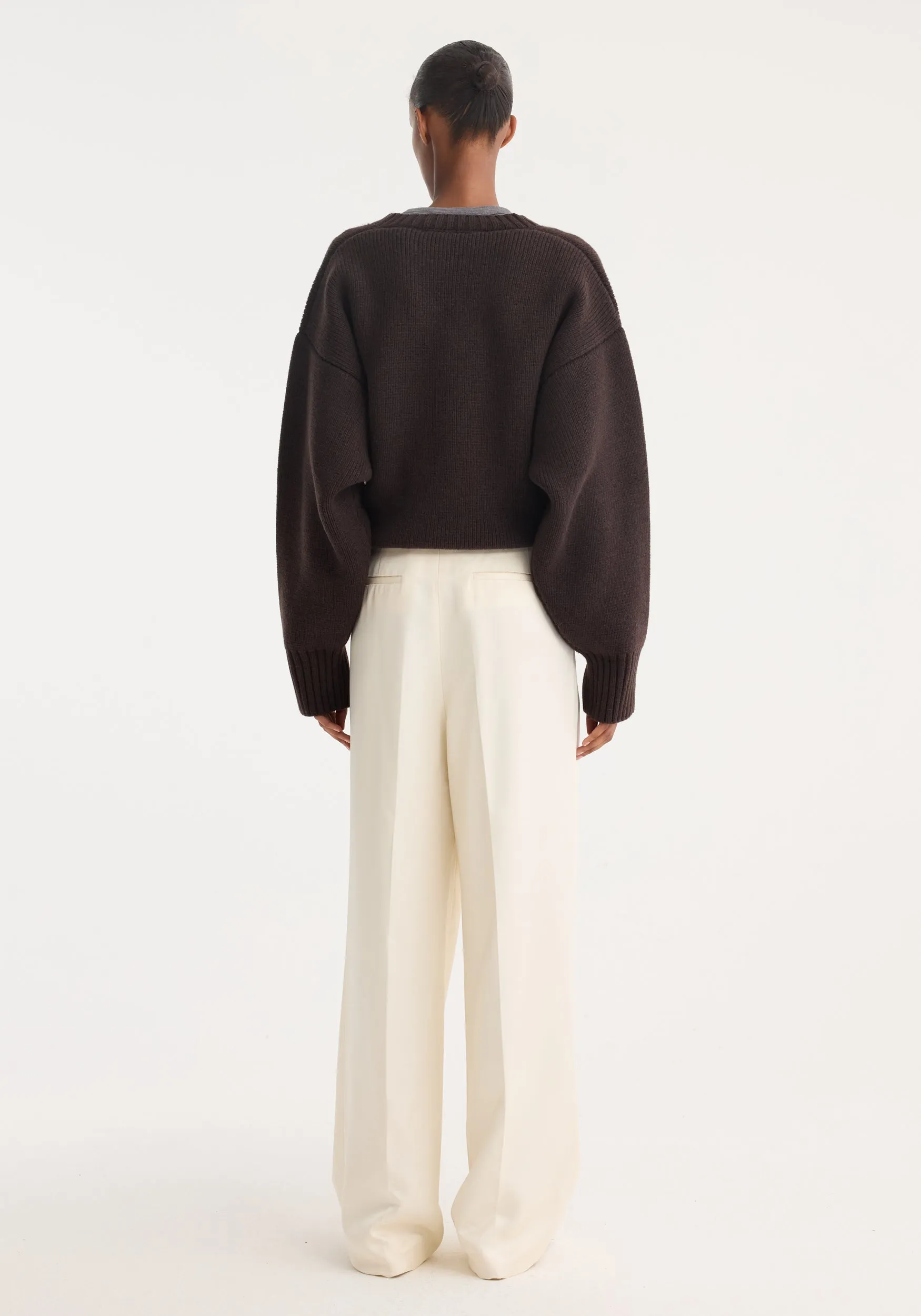 High-waist satin trousers | cream sold by Rohe product image thumbnail 4