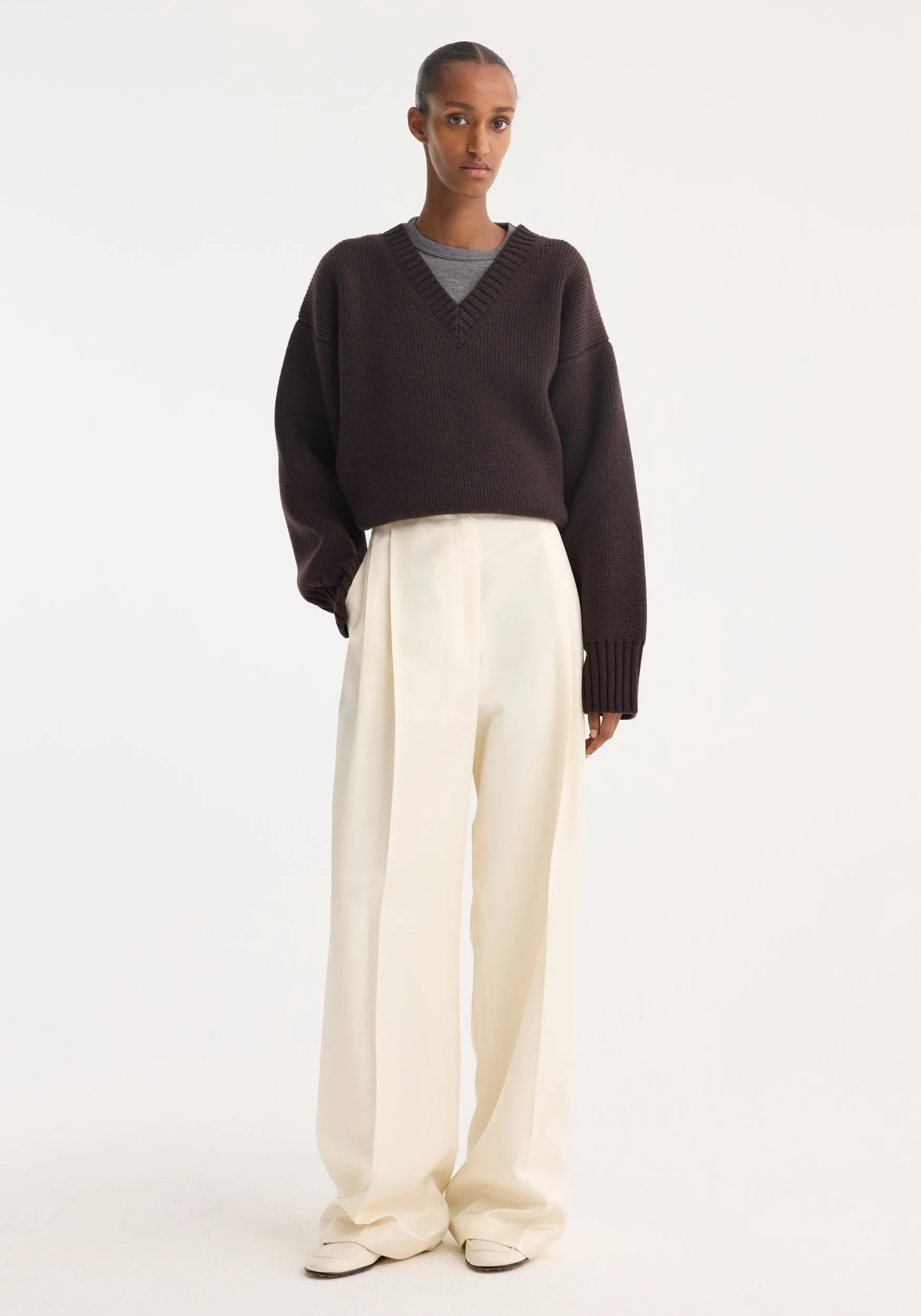 High-waist satin trousers | cream sold by Rohe