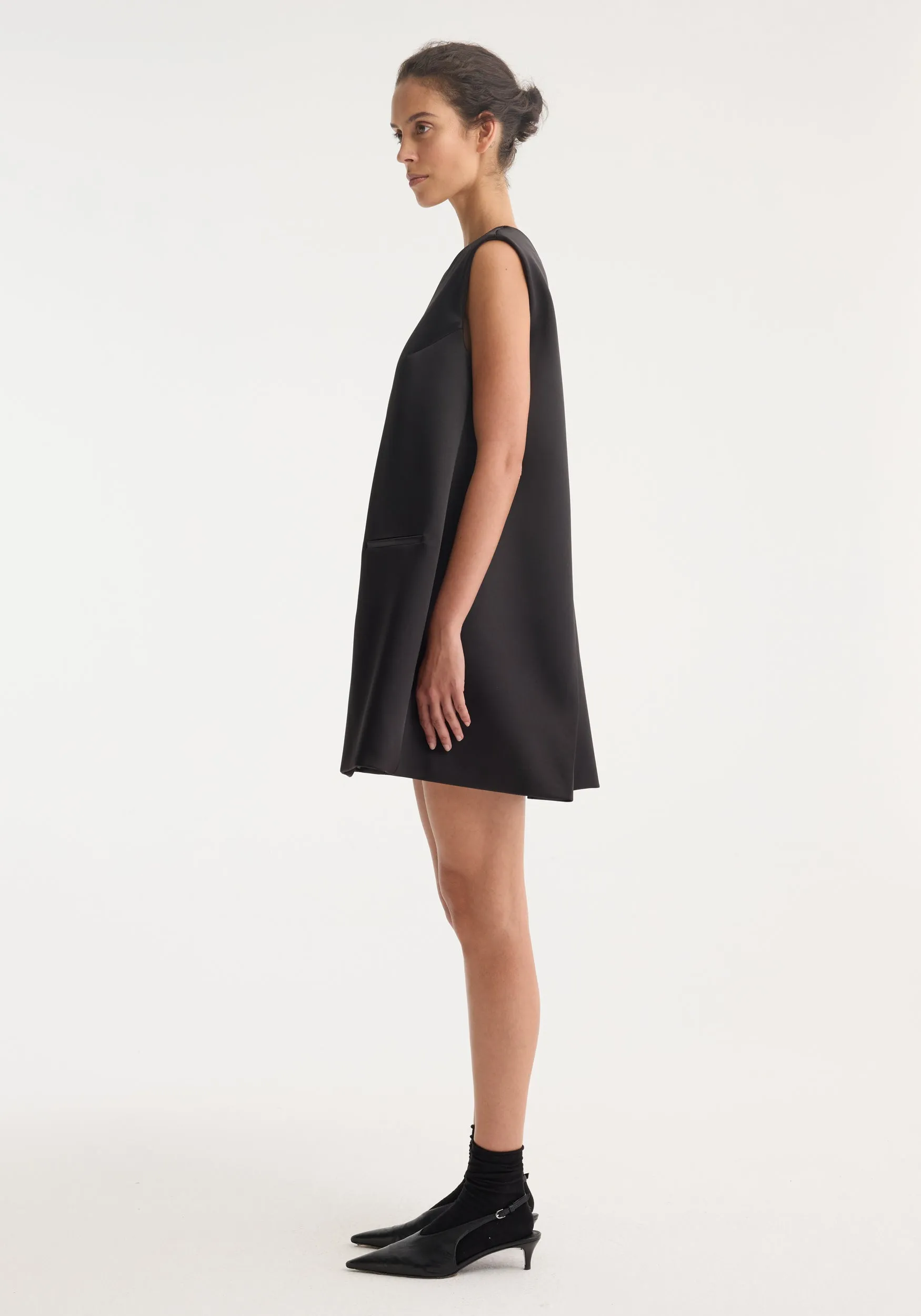 Sculptural cape dress | black sold by Rohe product image thumbnail 3
