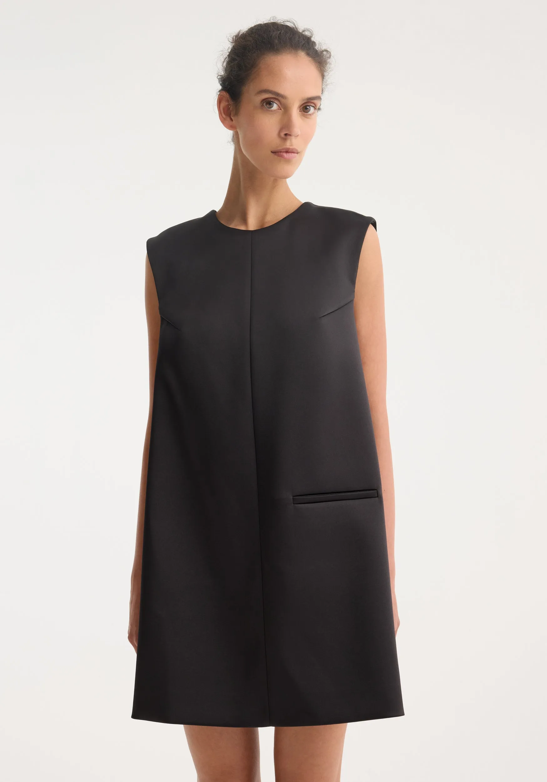 Sculptural cape dress | black sold by Rohe product image thumbnail 4