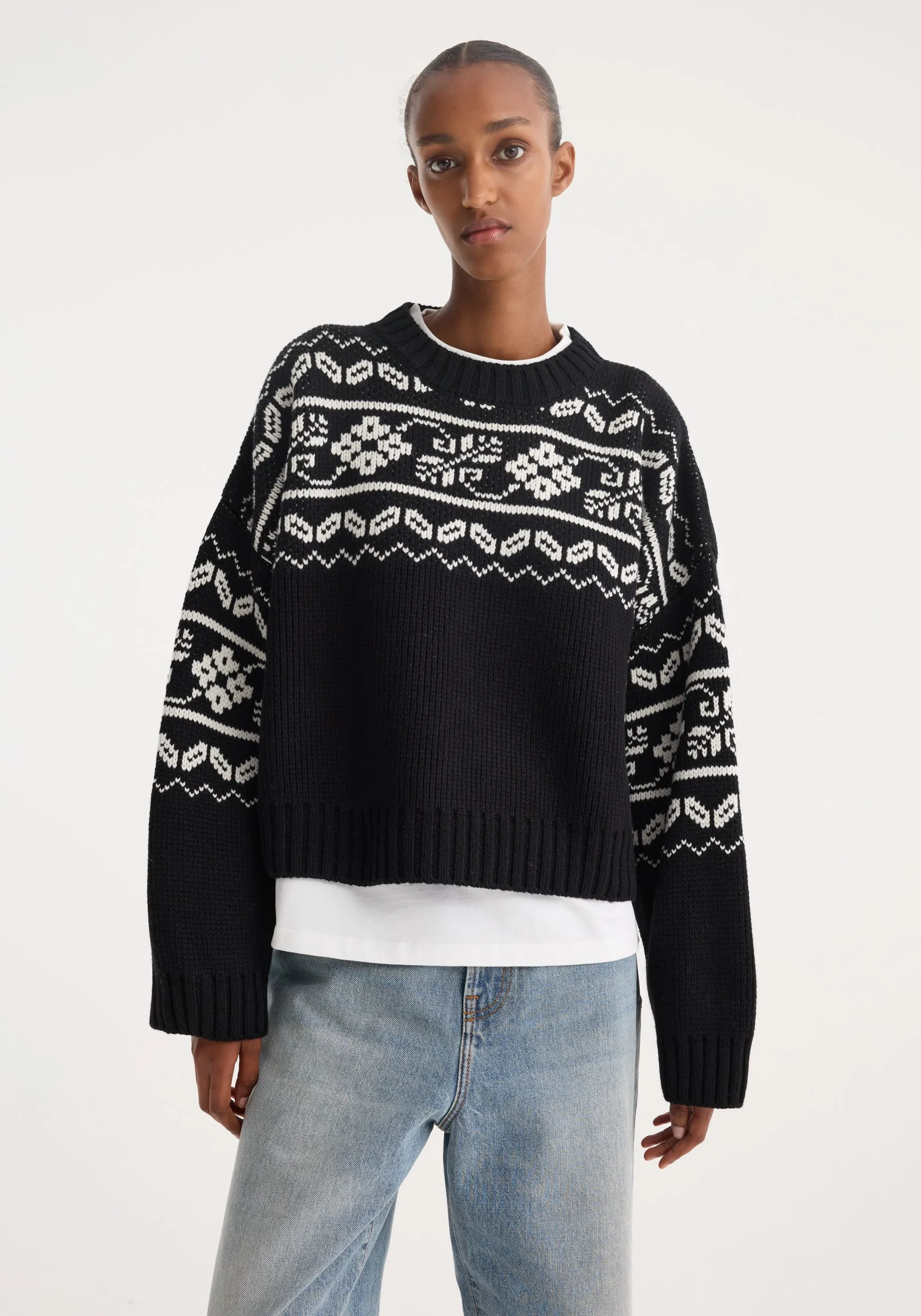 Fair-isle knitted jumper | black sold by Rohe product image thumbnail 2