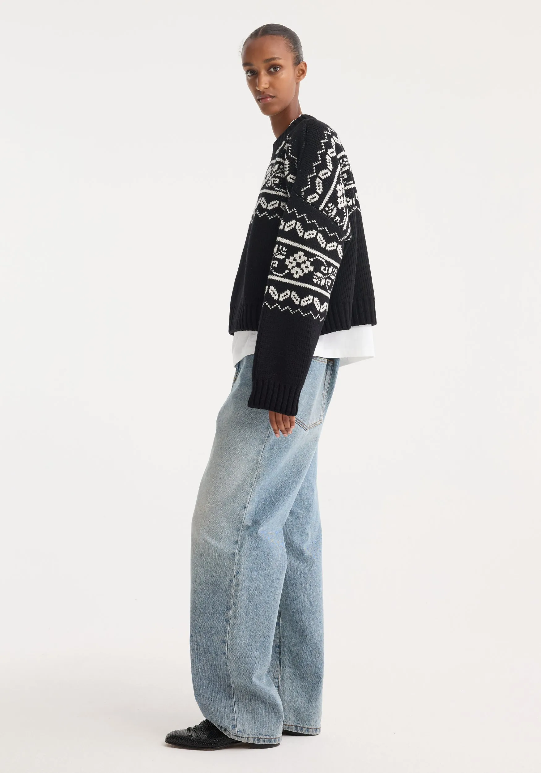 Fair-isle knitted jumper | black sold by Rohe product image thumbnail 3