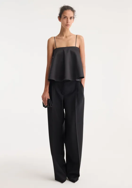 Peplum satin top | black made by Rohe