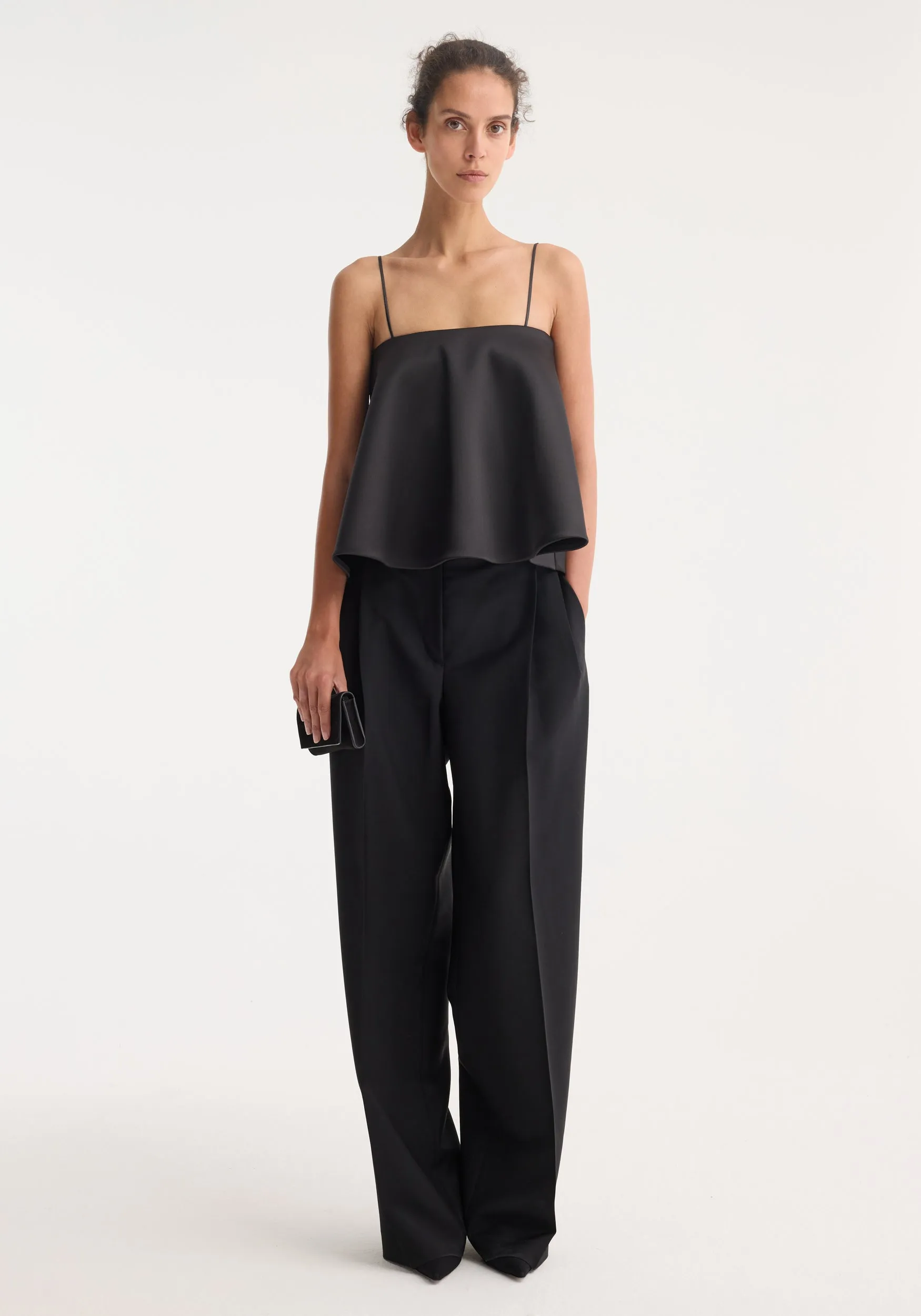 Peplum satin top | black sold by Rohe