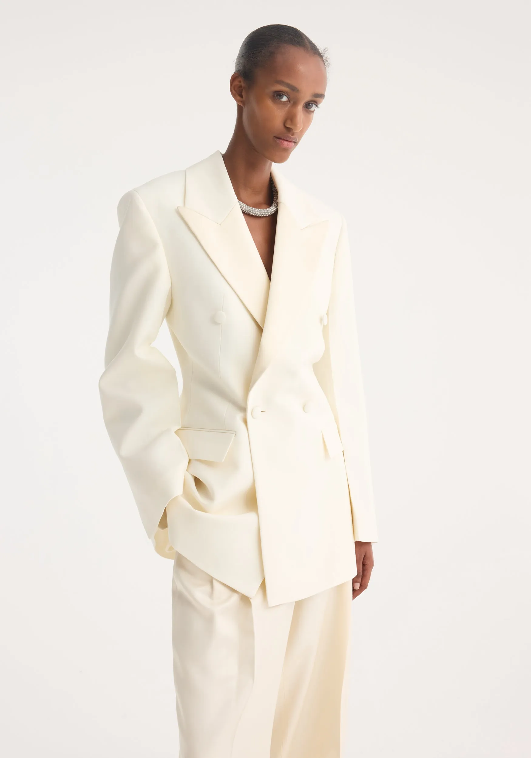 Hourglass tuxedo blazer | off white sold by Rohe product image thumbnail 2