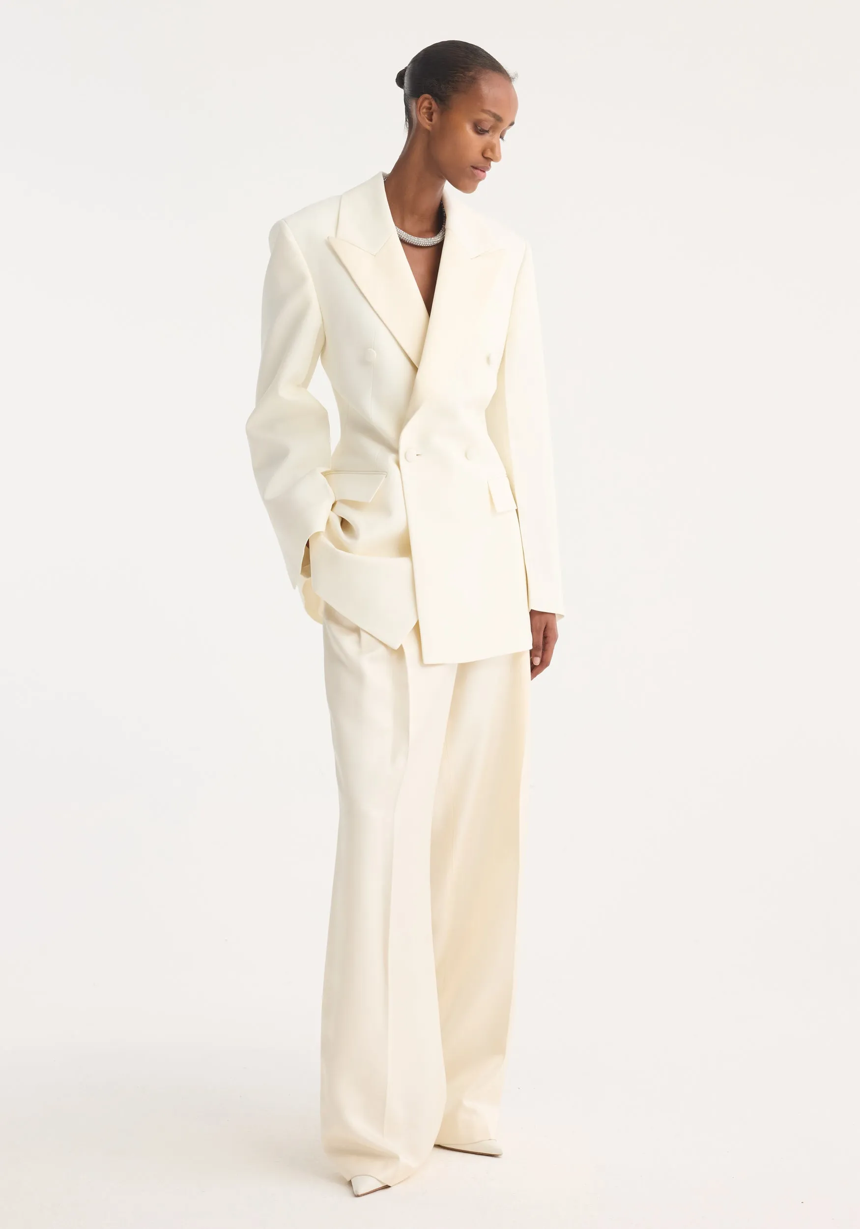 Hourglass tuxedo blazer | off white sold by Rohe product image thumbnail 4