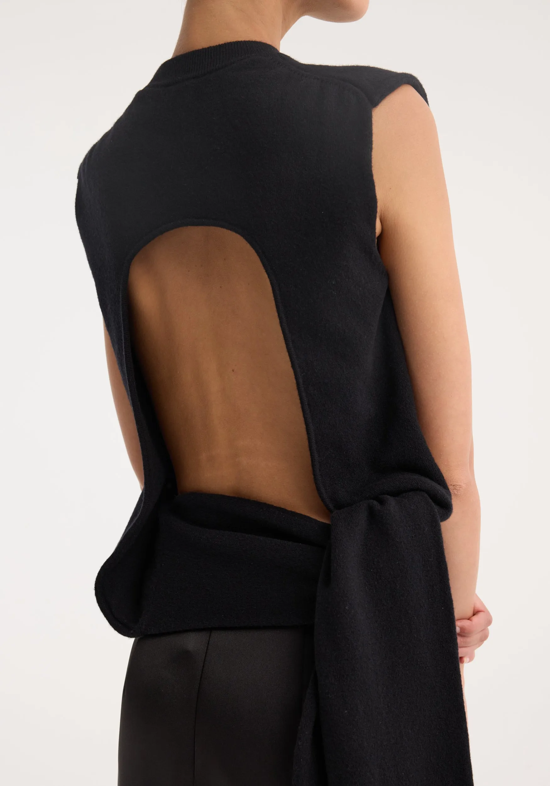 Open-back sash wrap top | black sold by Rohe product image thumbnail 2