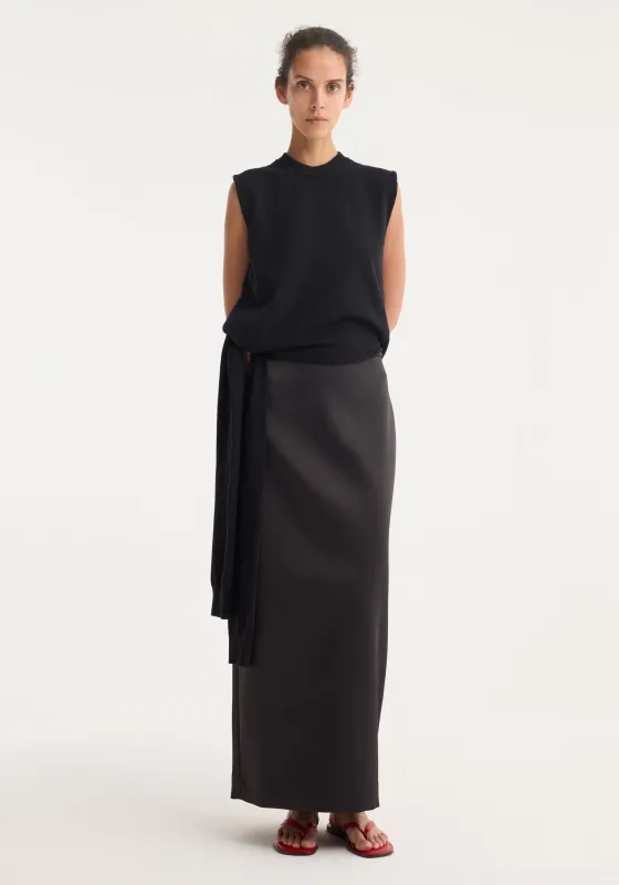 Open-back sash wrap top | black made by Rohe