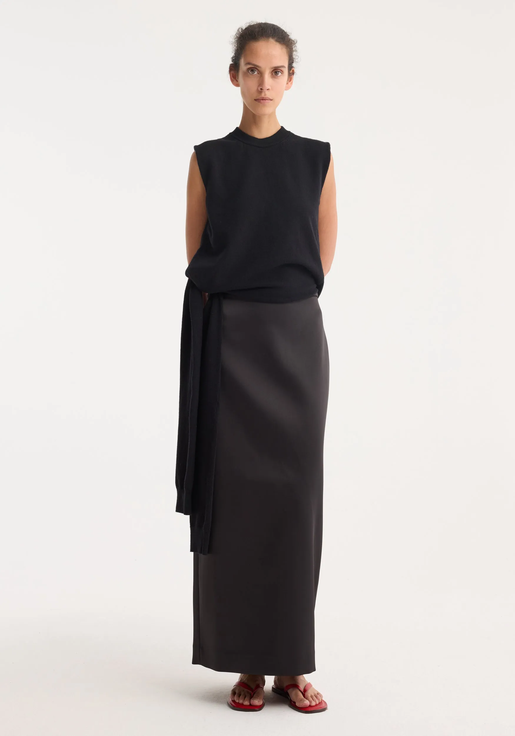 Open-back sash wrap top | black sold by Rohe